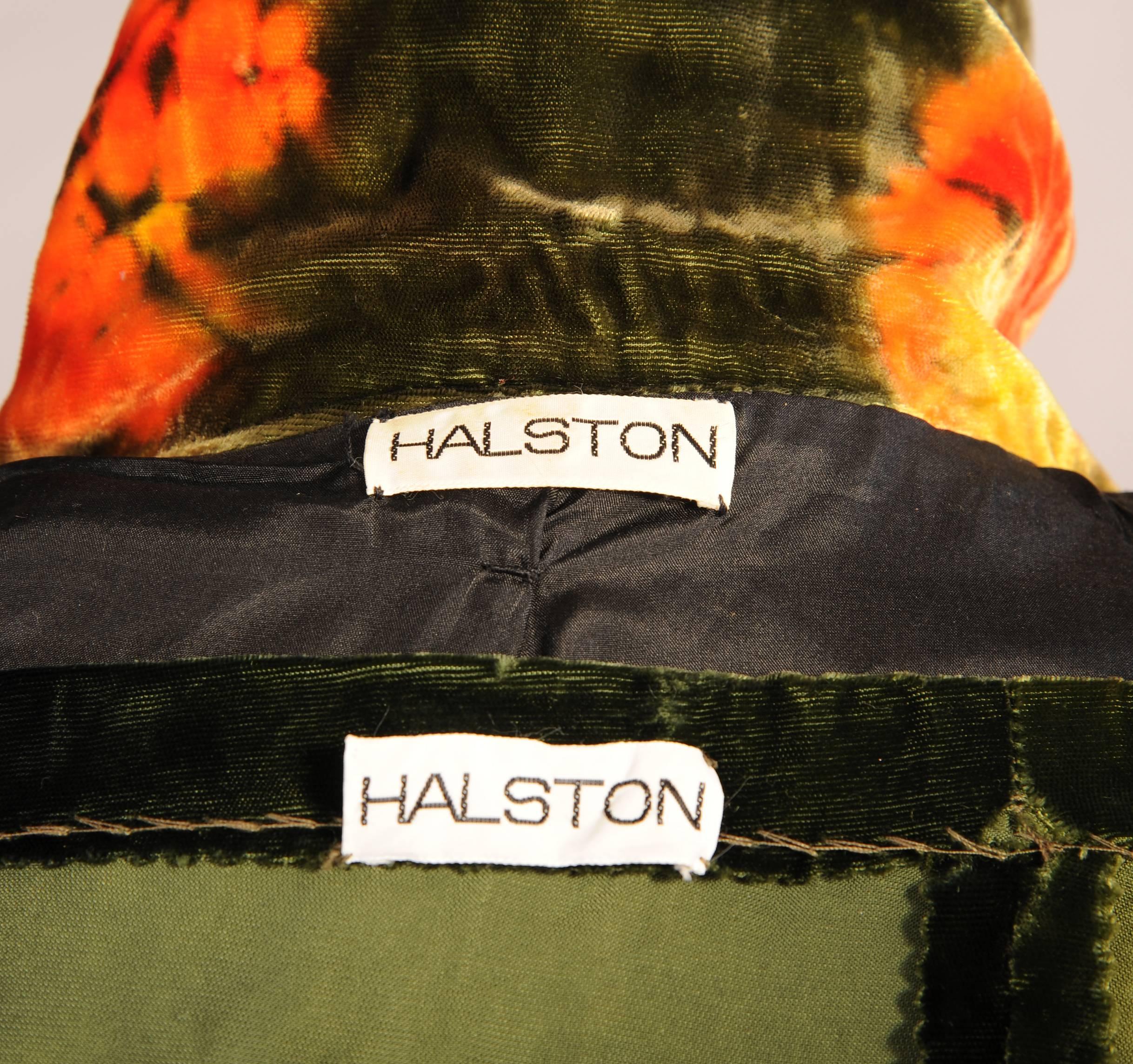 Rare and Important 1960's Halston Colorful Tie Dye Velvet Coat Ensemble 1