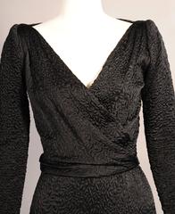 Givenchy Haute Couture Black Silk Cloque Evening Dress
