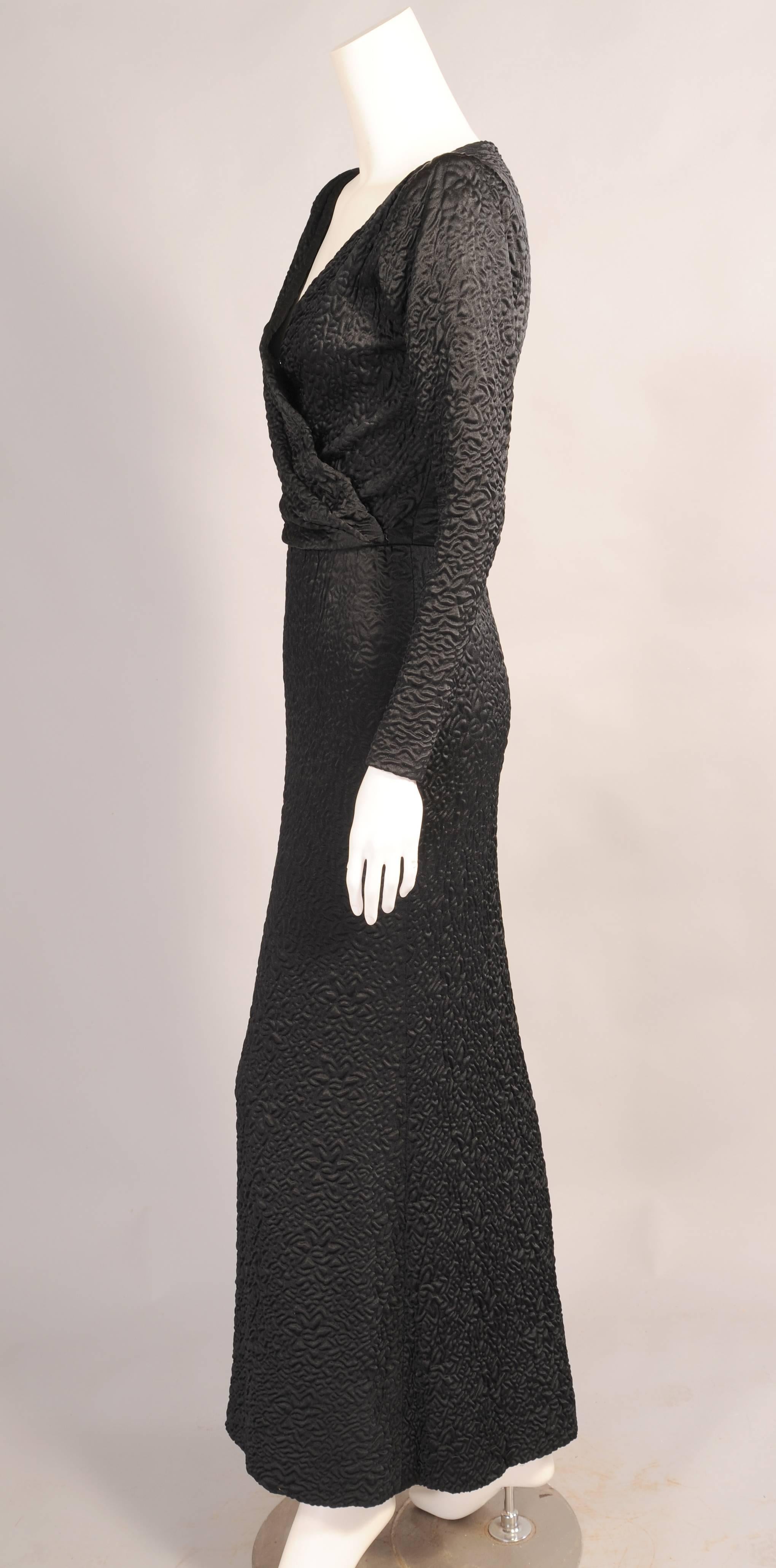 Givenchy Haute Couture Black Silk Cloque Evening Dress In Excellent Condition In New Hope, PA