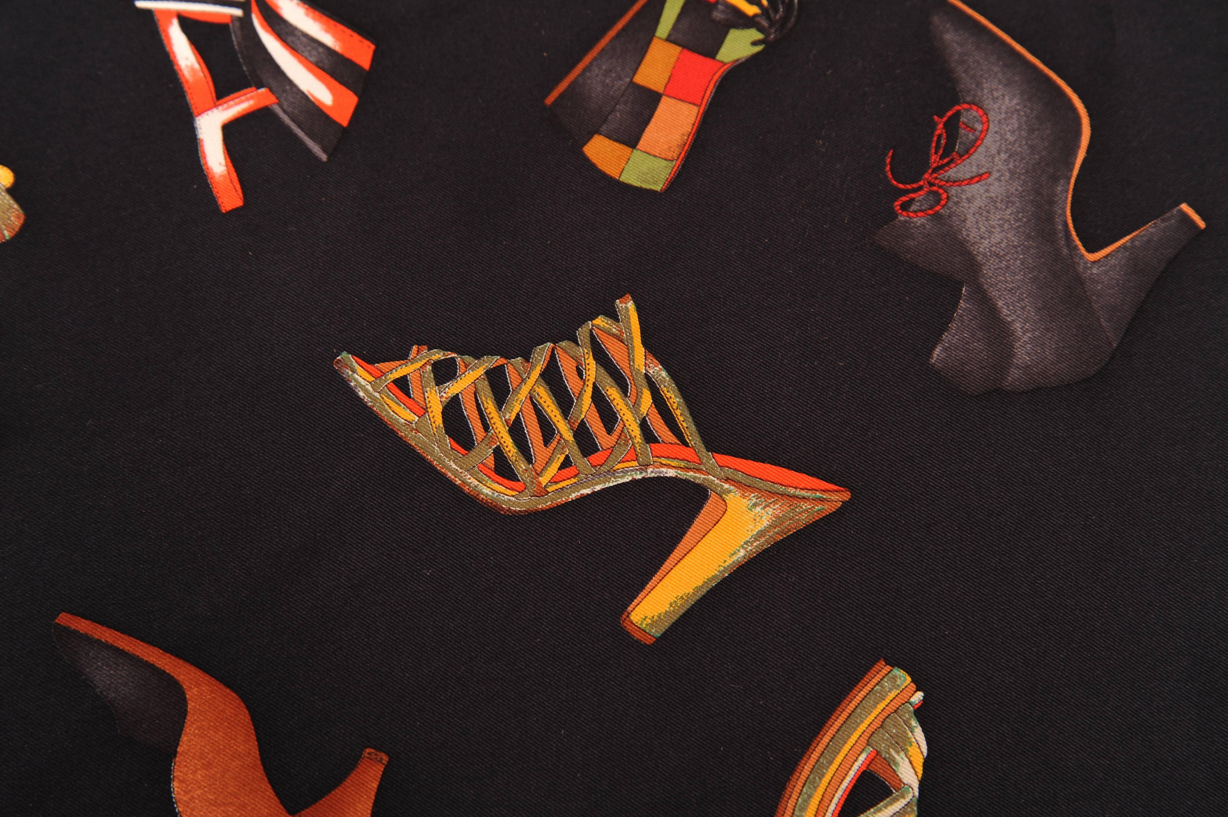 Iconic Salvatore Ferragamo Scarf with Shoe Designs In Excellent Condition In New Hope, PA