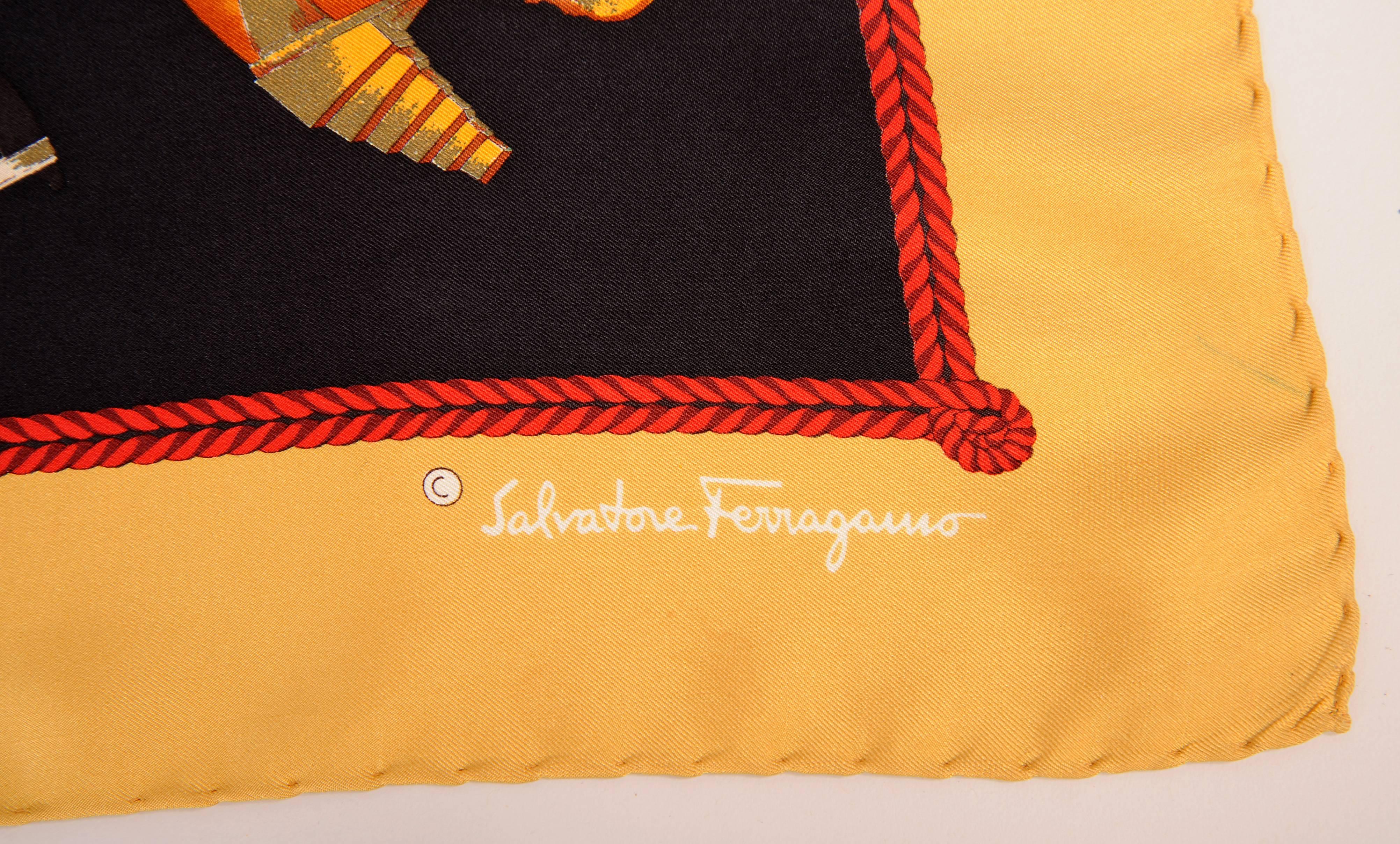 Women's or Men's Iconic Salvatore Ferragamo Scarf with Shoe Designs