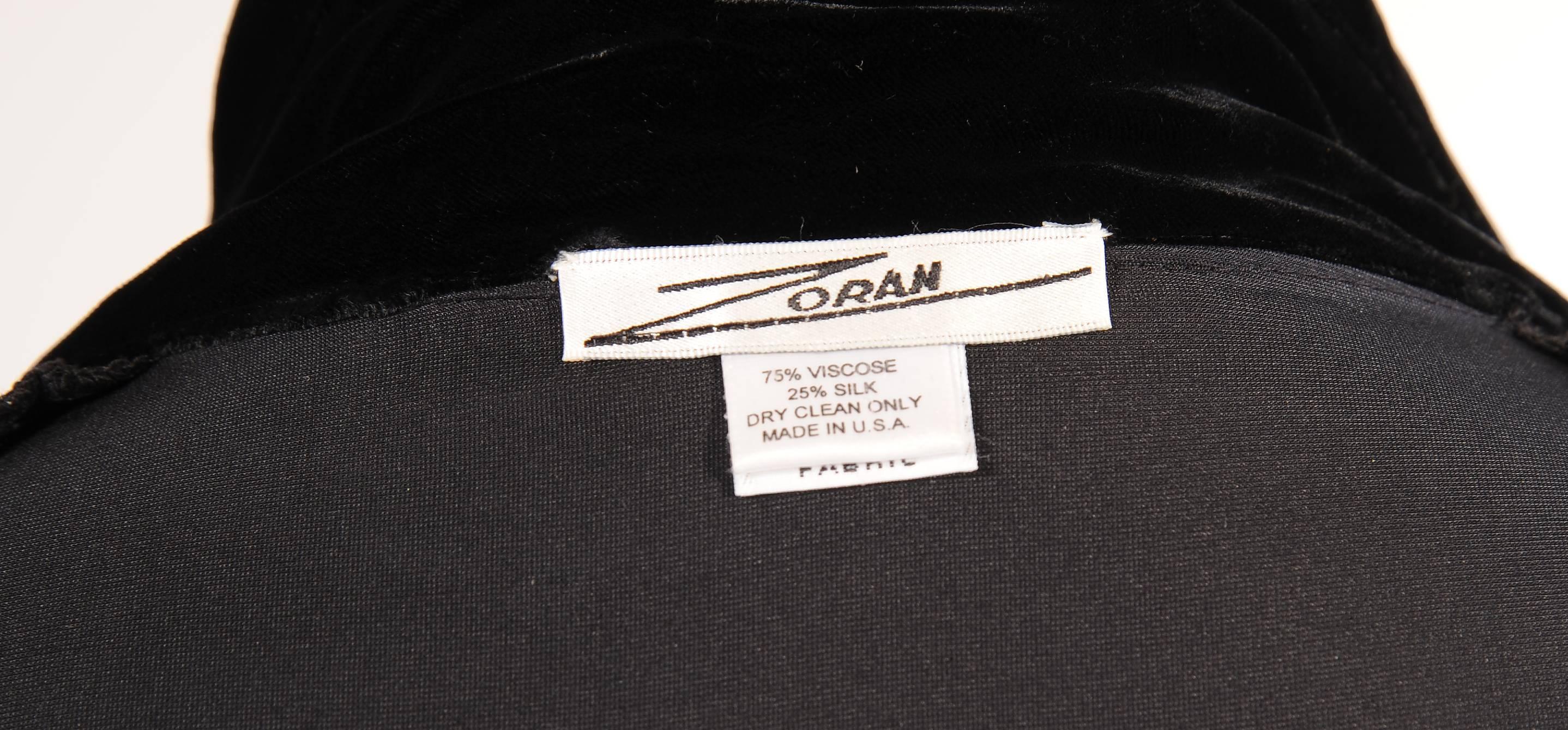 Zoran Black Silk Velvet Jacket In Excellent Condition In New Hope, PA