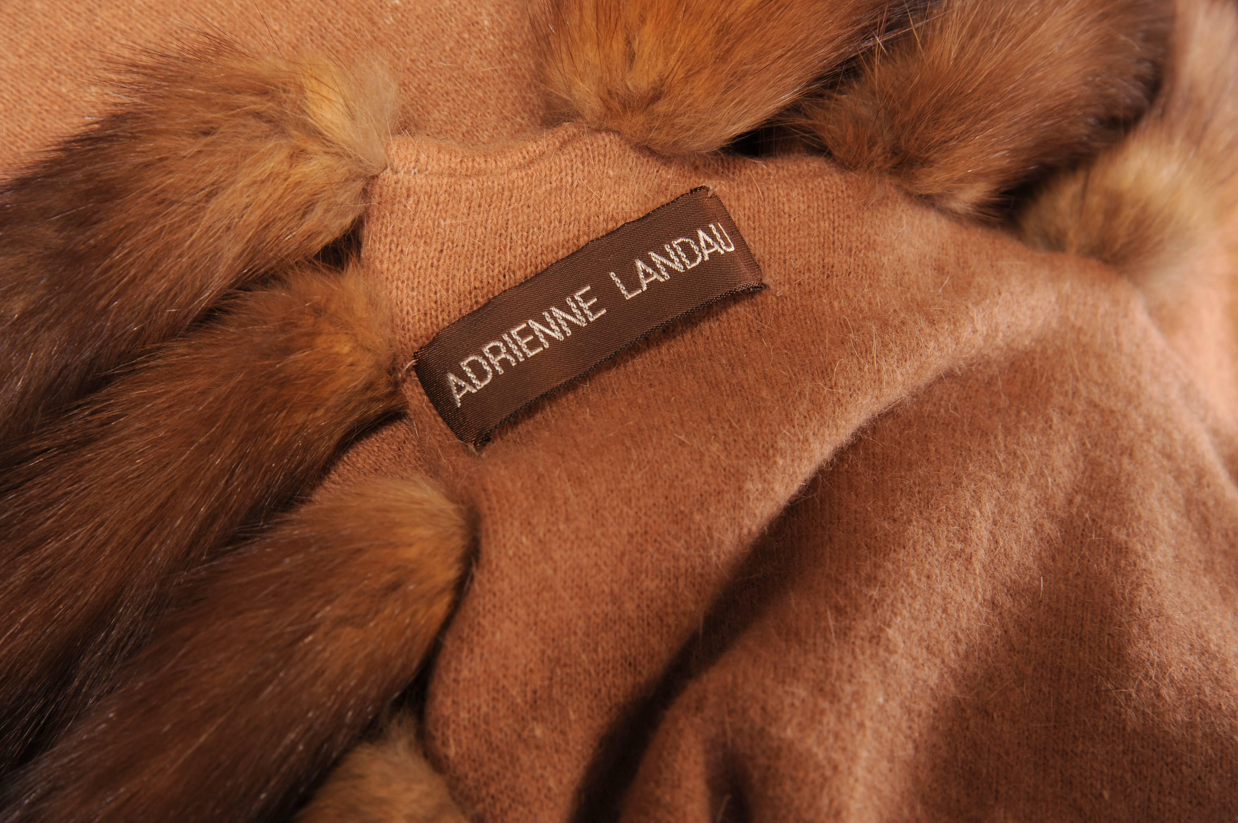 Adrienne Landau Over Sized Camel Cashmere Wrap with Sable Tails In Excellent Condition In New Hope, PA