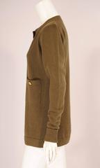 Chanel Olive Green Scottish Cashmere Cardigan Sweater