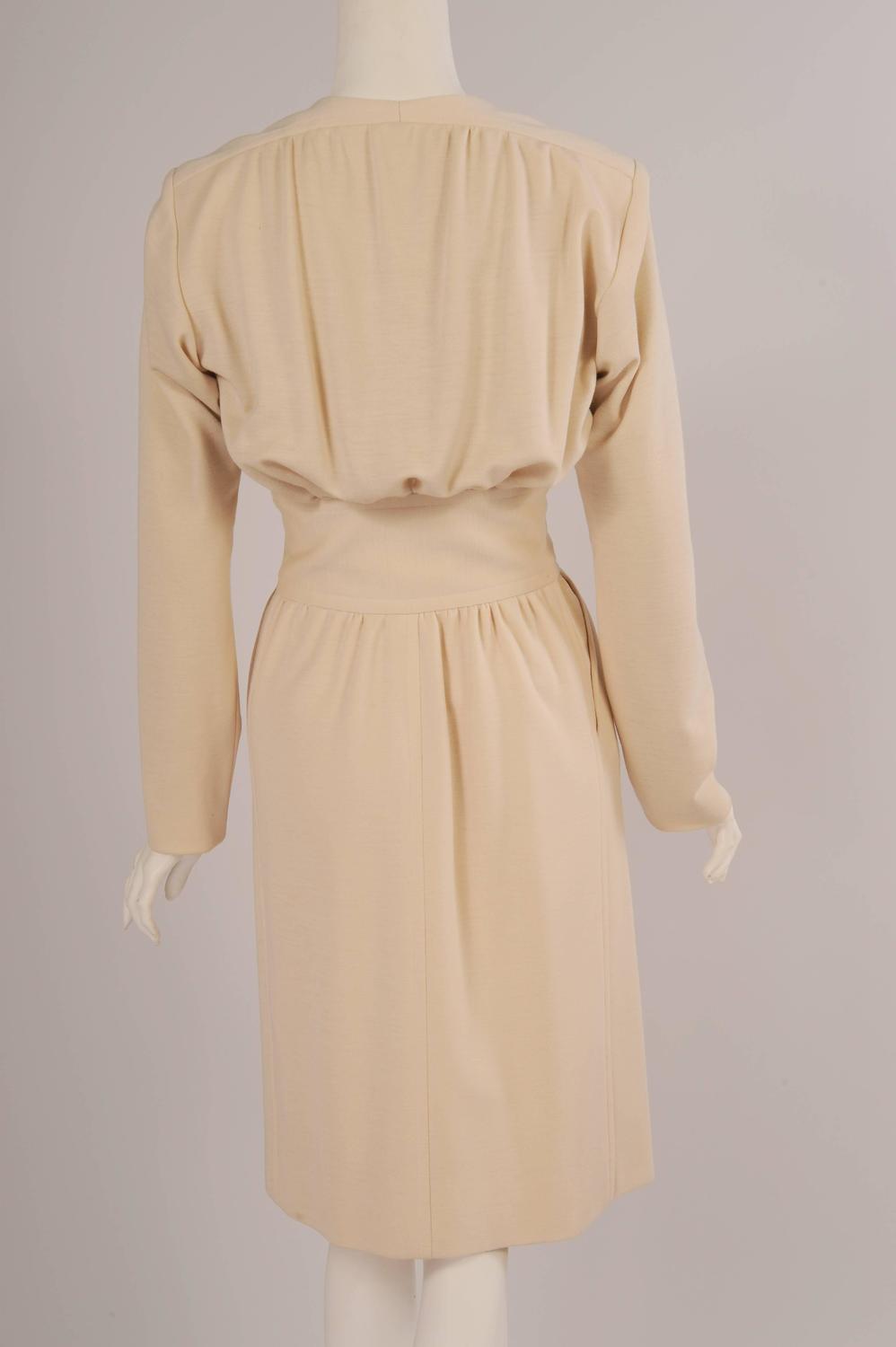 Yves Saint Laurent Haute Couture Cream Wool Dress For Sale at 1stdibs