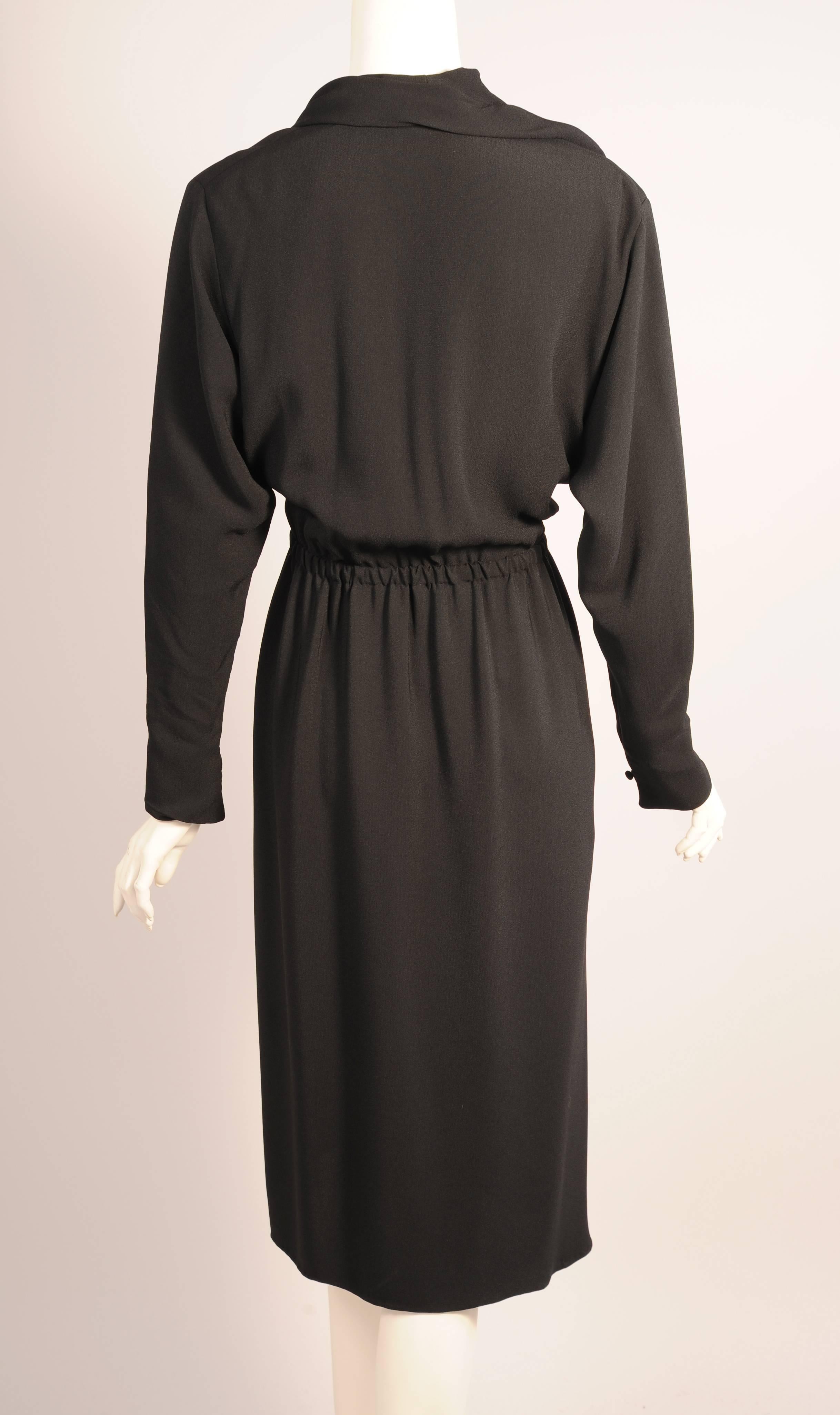 Women's Halston Black Satin Backed Crepe Wrap Dress, Museum Deaccession