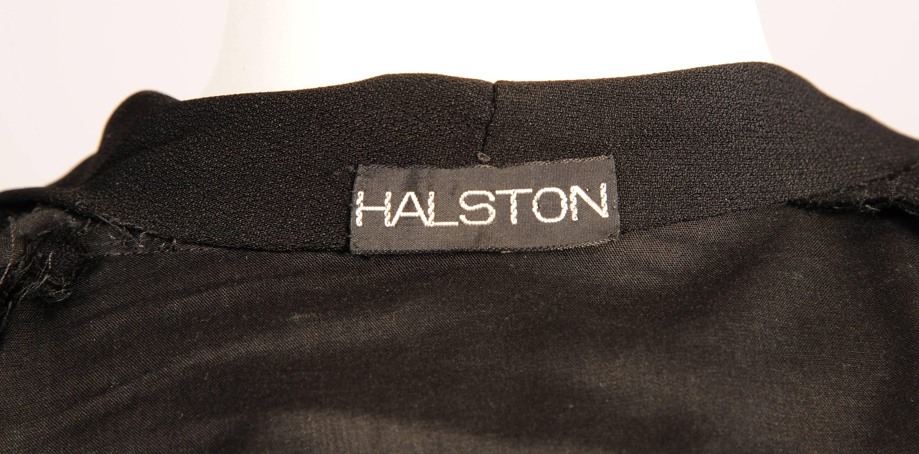 Halston Black Satin Backed Crepe Wrap Dress, Museum Deaccession 1