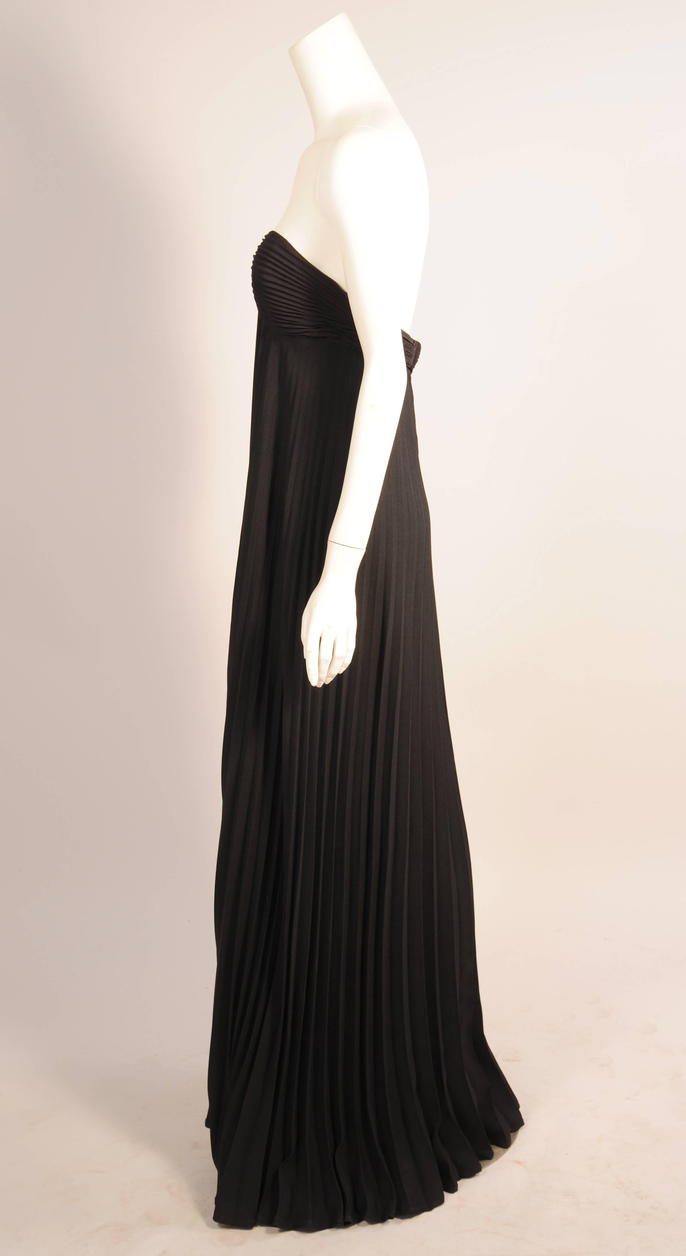 Loris Azzaro Strapless Brown and Black Pleated Evening Gown 1