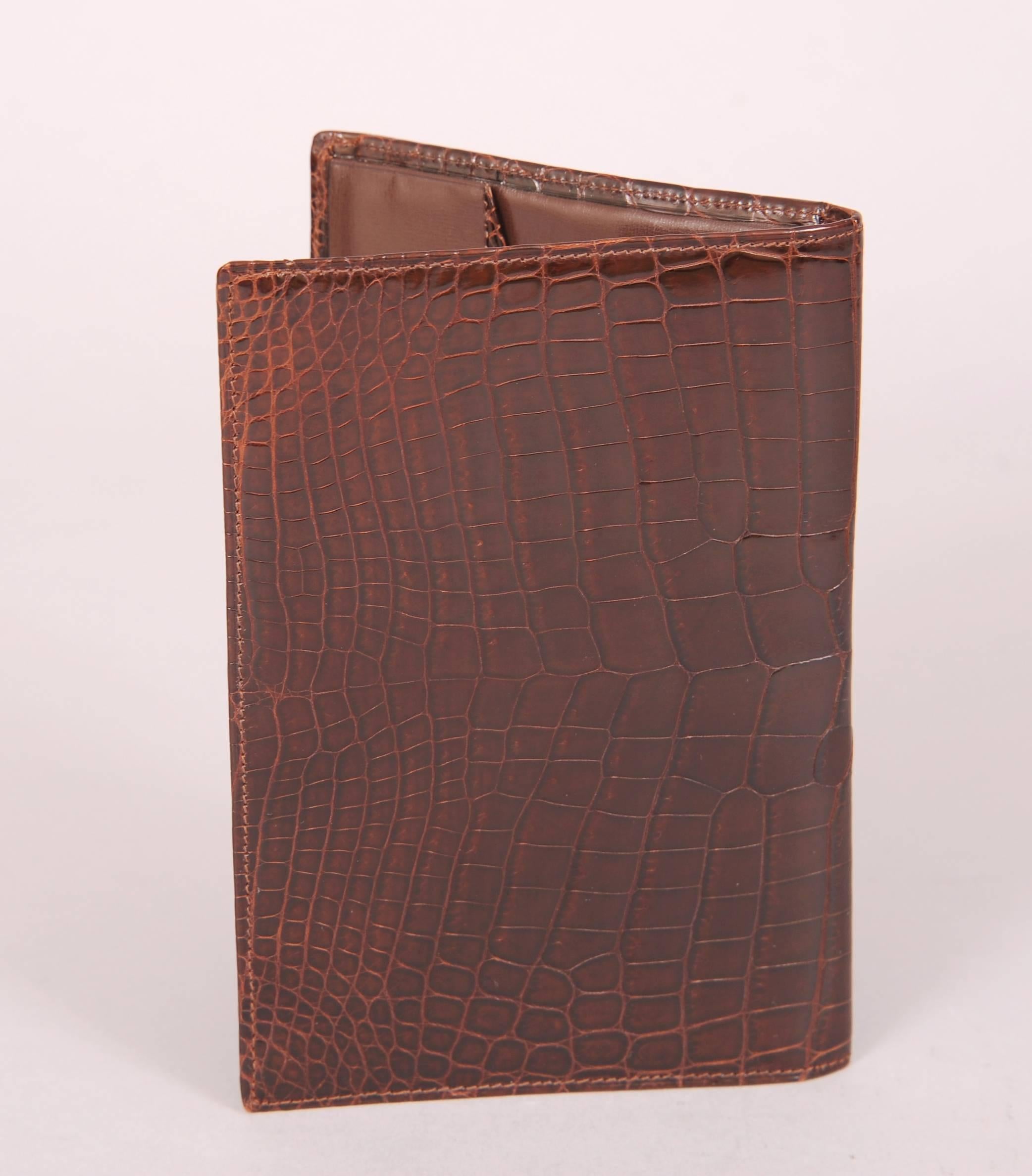 Gents Mid Century Brown Crocodile Wallet Never Used In New Condition In New Hope, PA