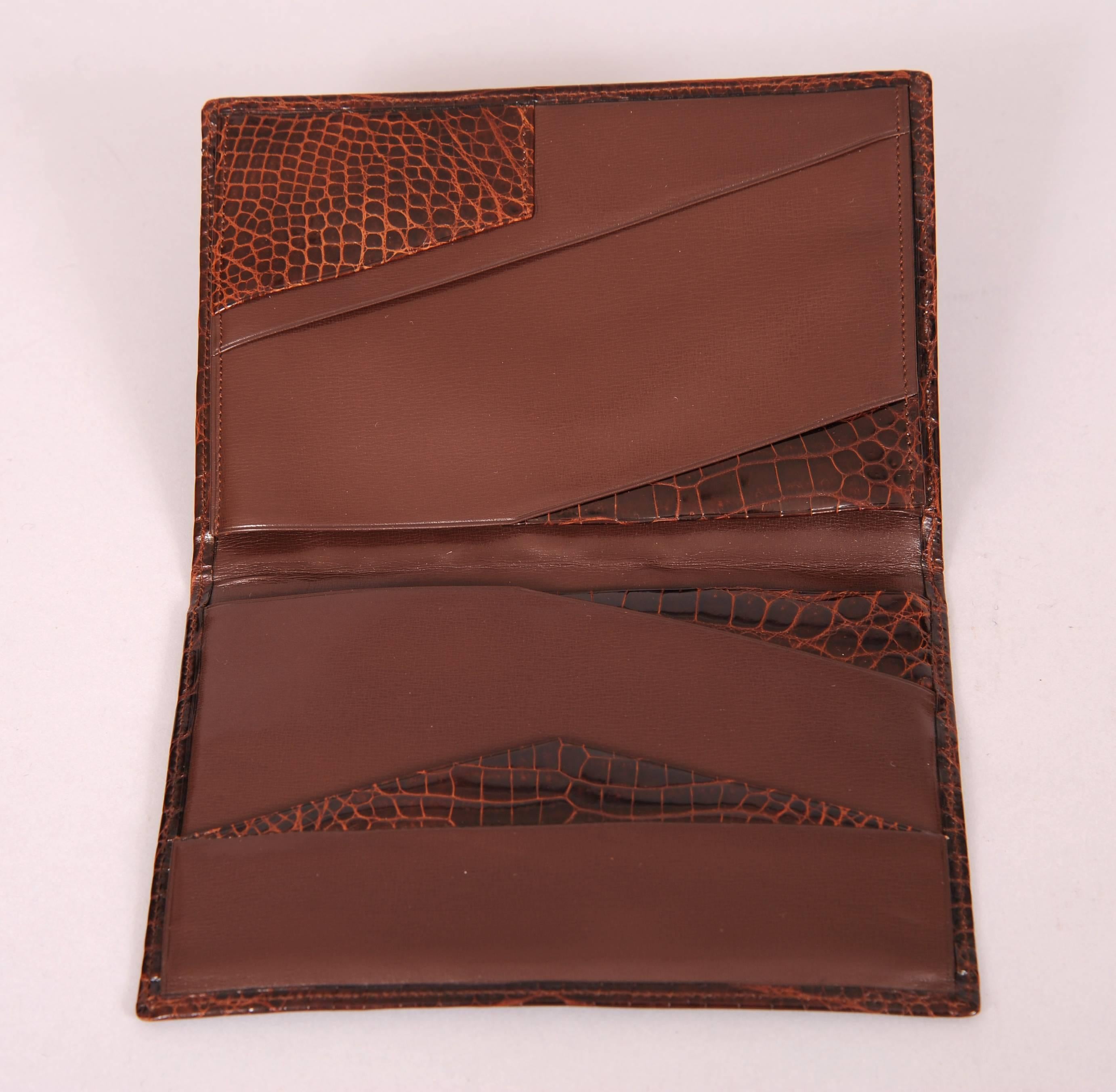 Men's Gents Mid Century Brown Crocodile Wallet Never Used