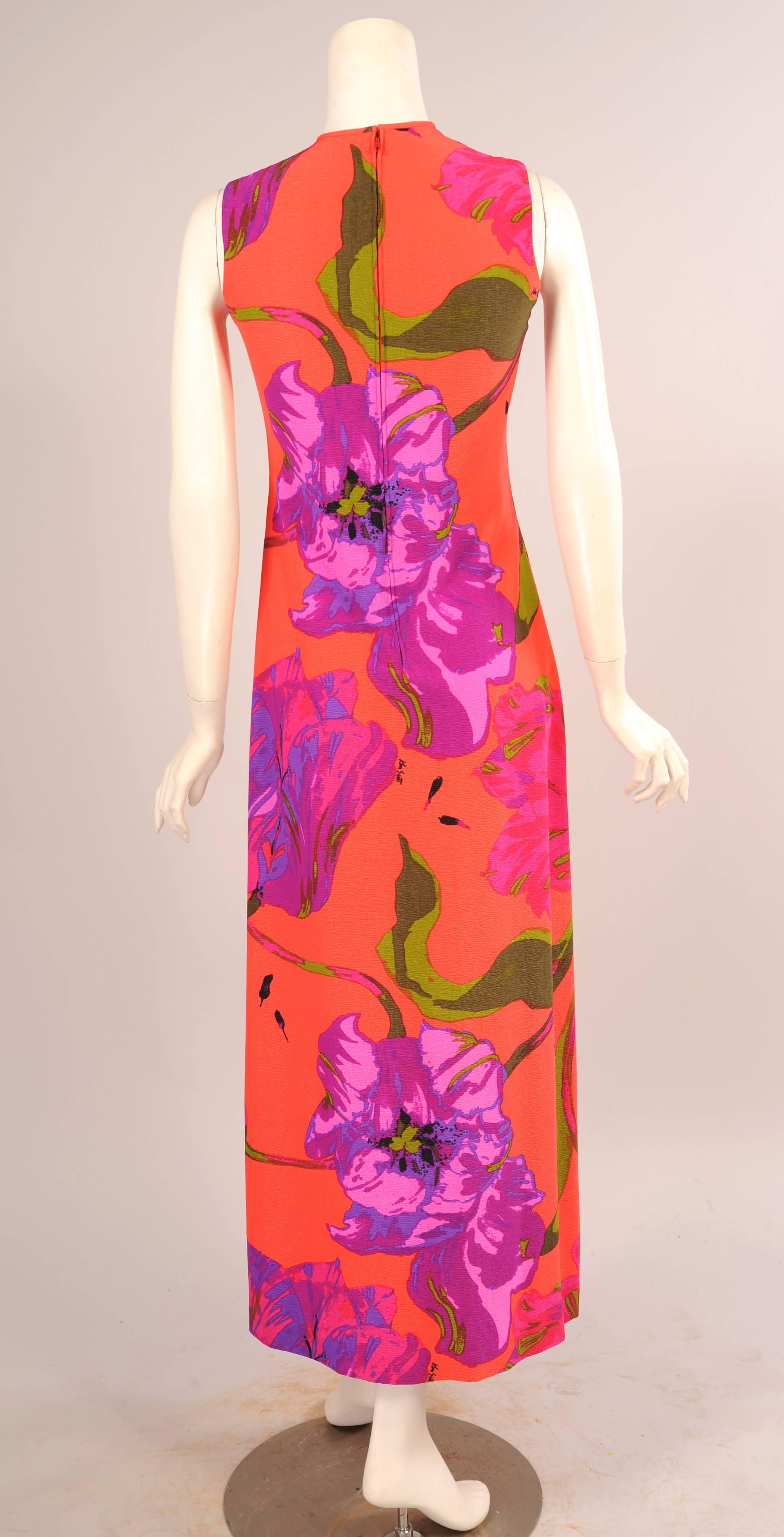 Ken Scott Vibrant Tropical Print Sheath In Excellent Condition In New Hope, PA