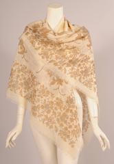 Yves Saint Laurent Sheer Pareo or Shawl with Metallic Gold Thread