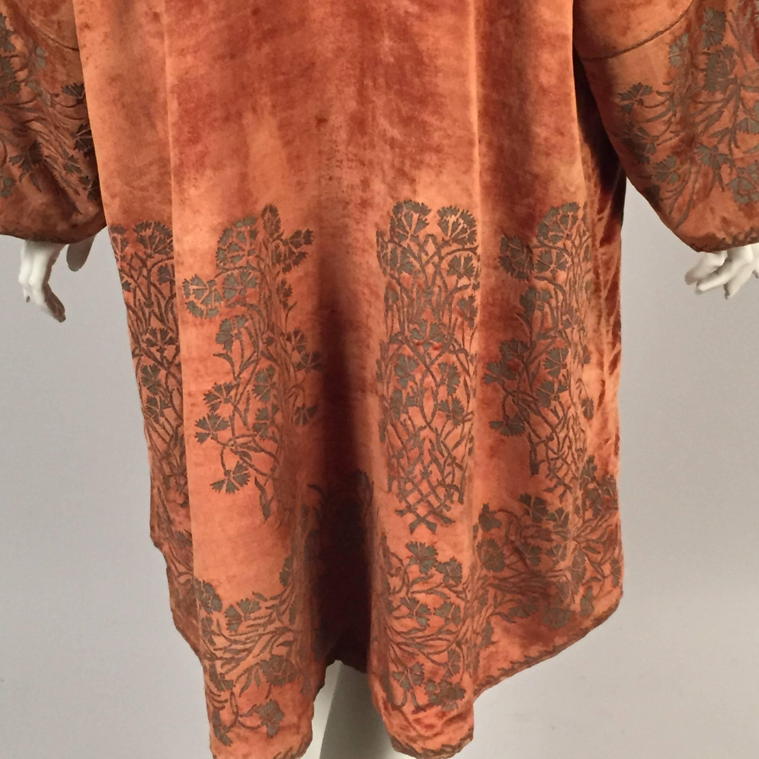 Fortuny Gold Stenciled Cinnamon Velvet Coat 3