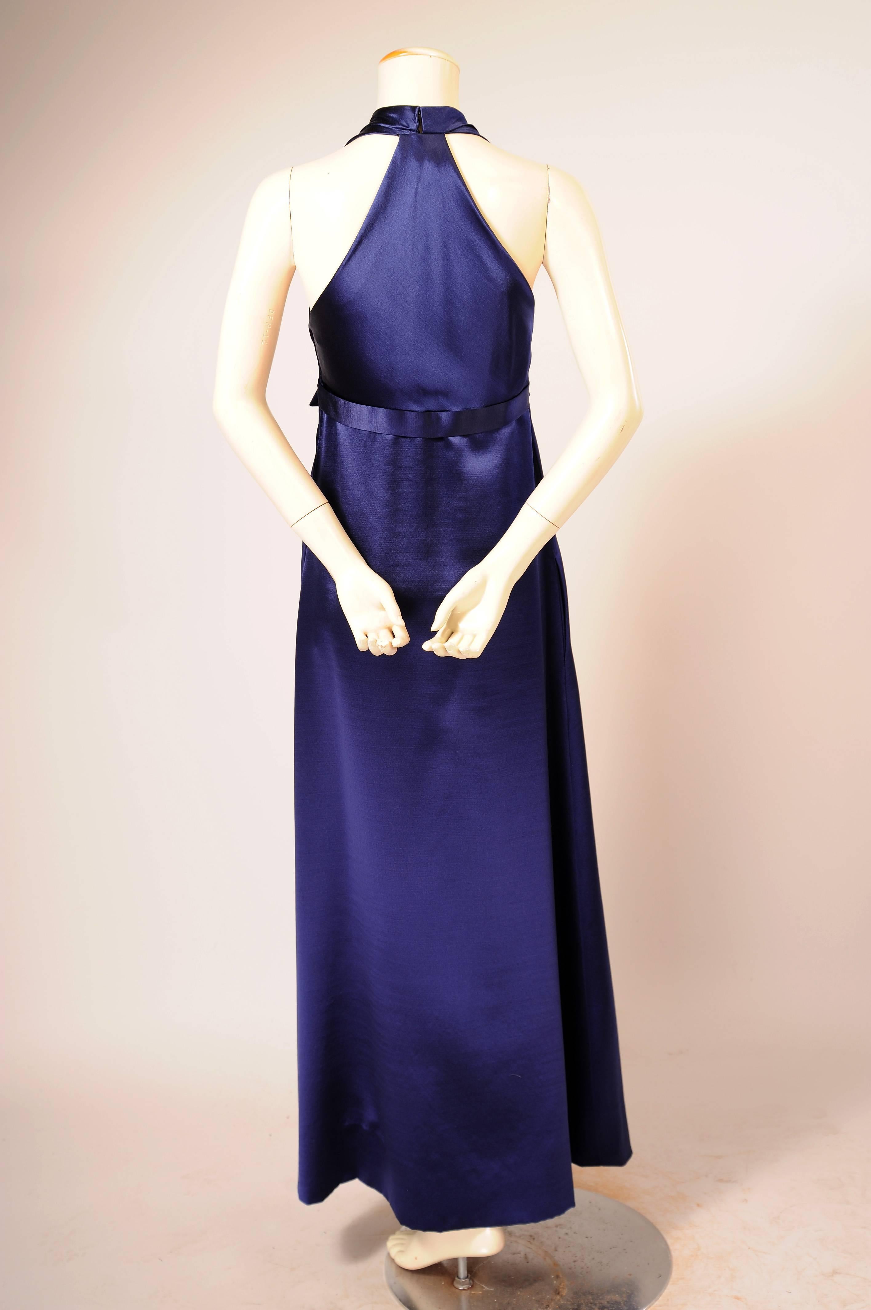 sapphire blue silk dress