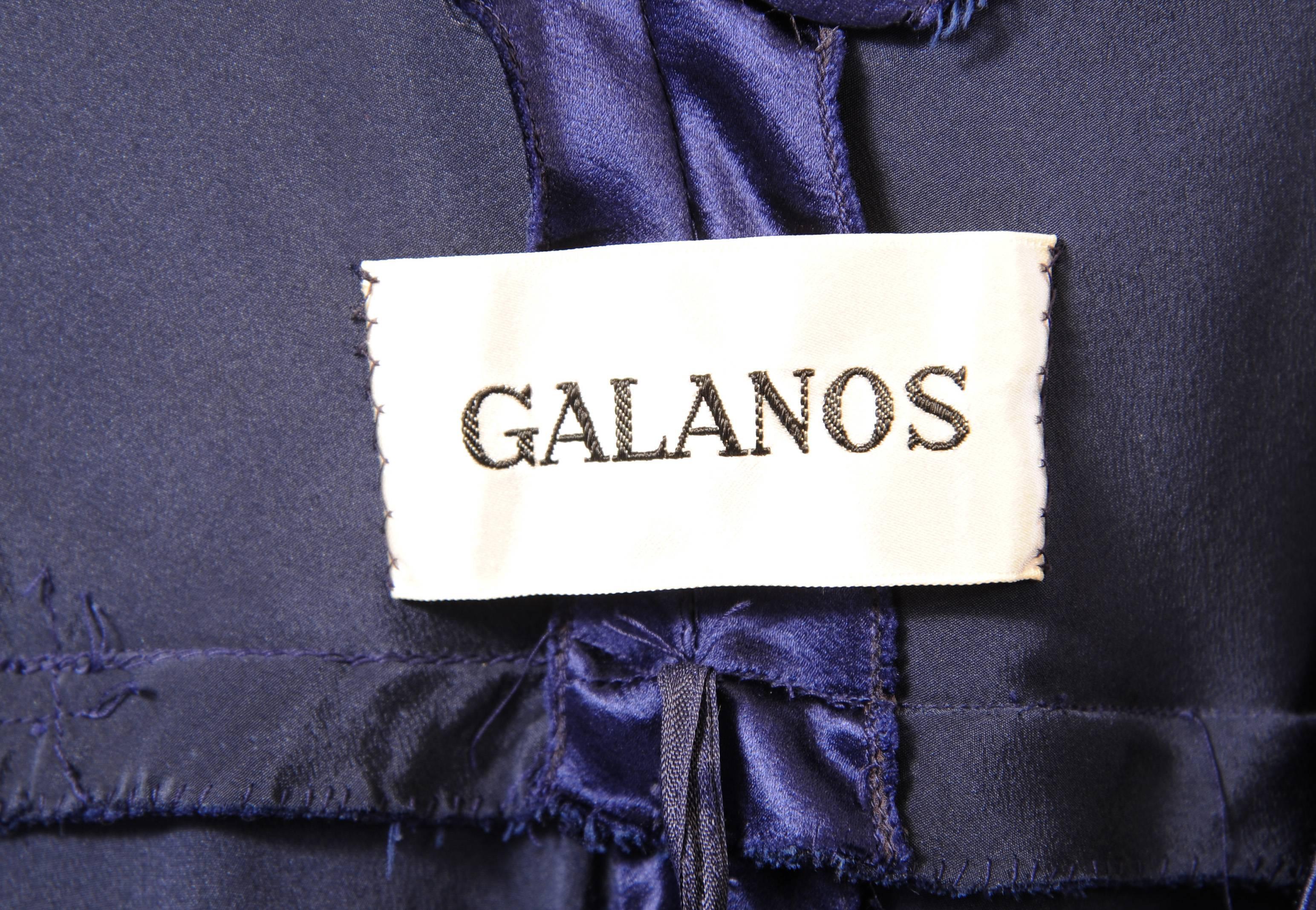 1970's Galanos Sapphire Blue Silk Evening Dress In Excellent Condition For Sale In New Hope, PA