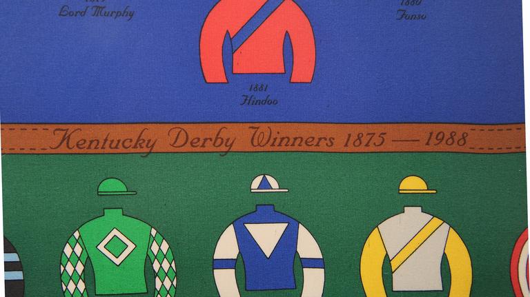 Kentucky Derby Framed Silk Scarf Showcasing Colors of 1988 