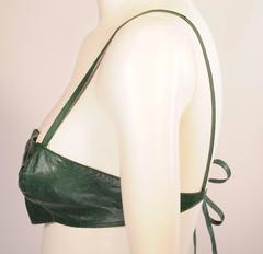 1970's Atelier by Gayle Kirkpatrick Deep Green Karung Snakeskin Bra Top