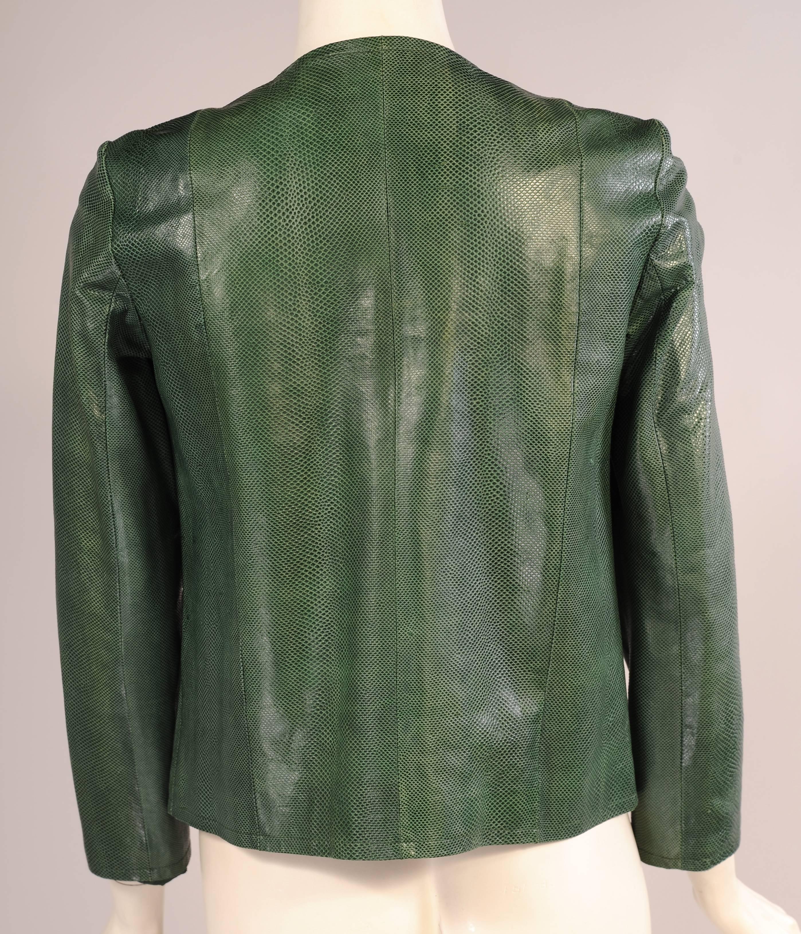 Women's 1970's Halston Deep Green Karung Snakeskin Jacket