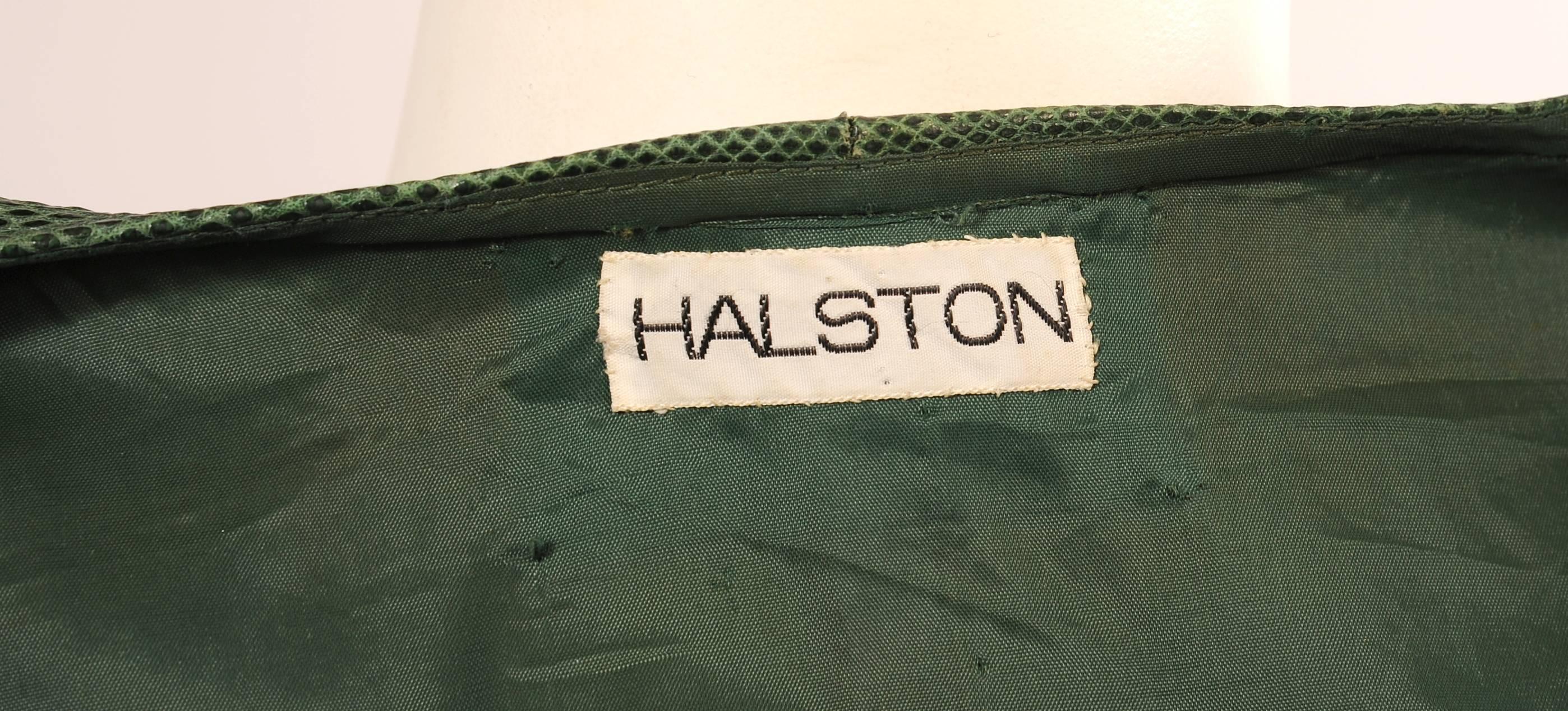 1970's Halston Deep Green Karung Snakeskin Jacket 3