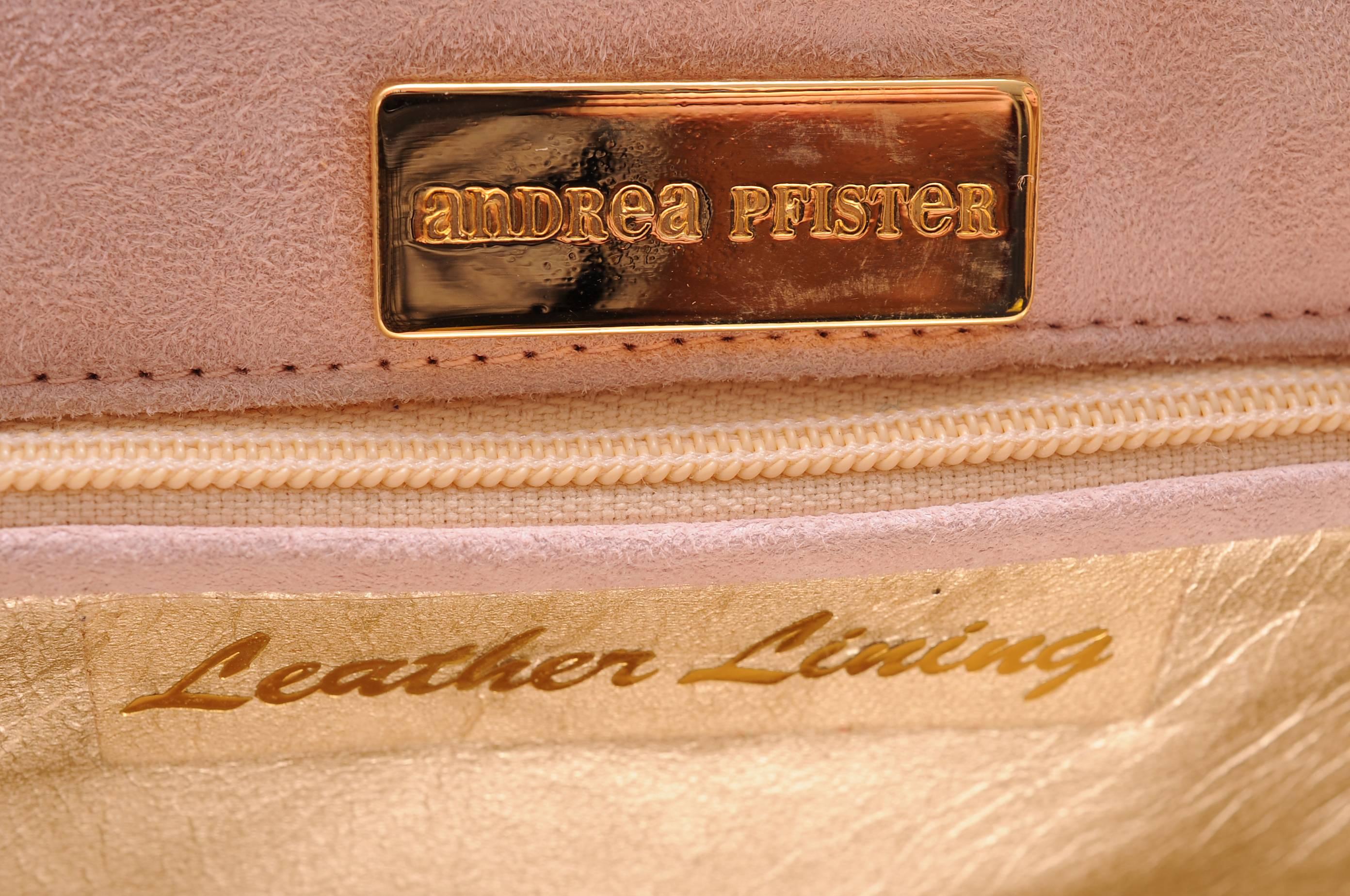 Women's Andrea Pfister Pastel Suede Bag with Metallic Gold Lacing