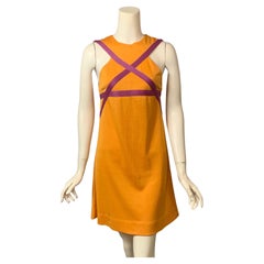 Rudi Gernreich Saffron Yellow and Violet "Cross Your Heart" Dress