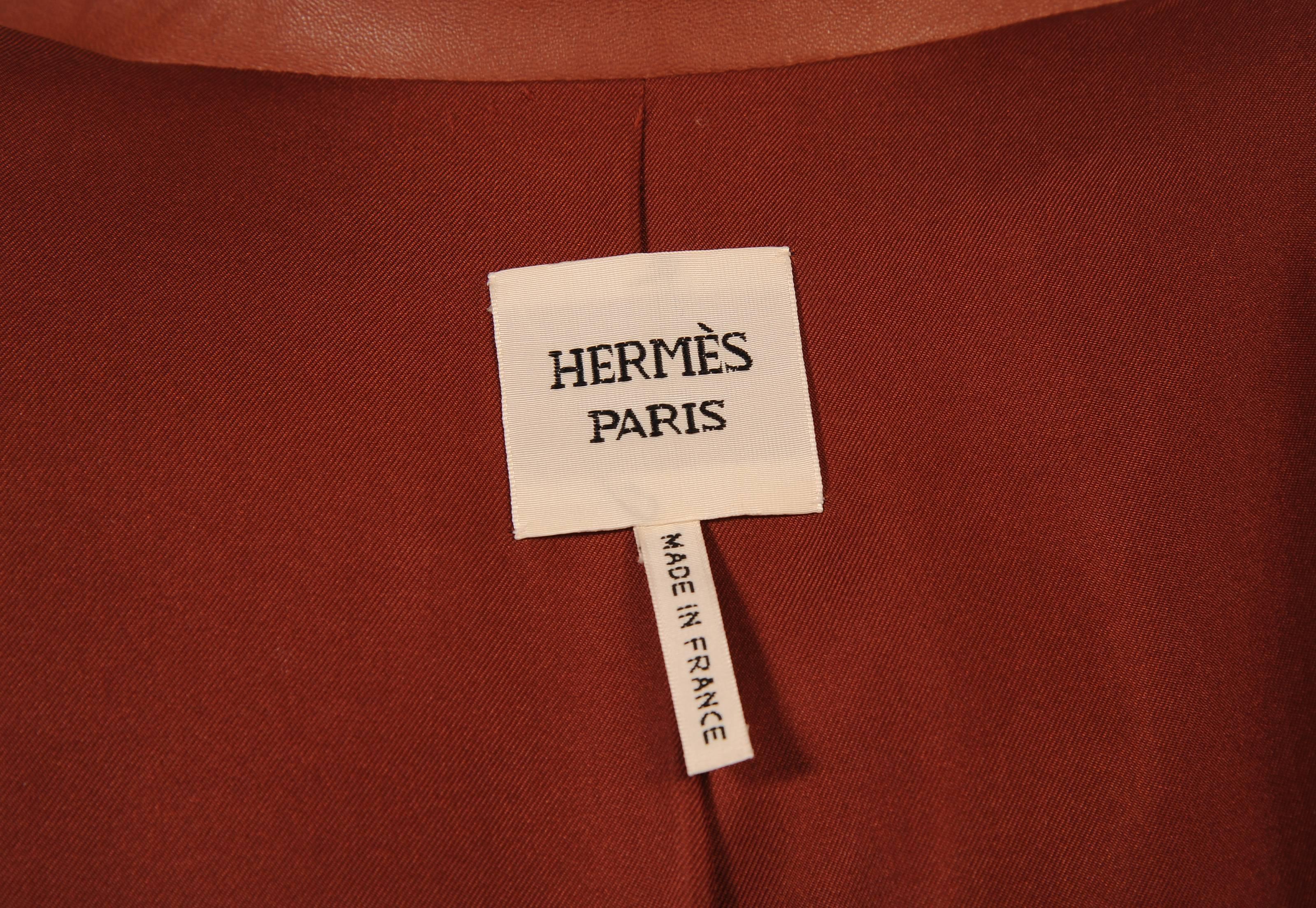 Martin Margiela for Hermes Caramel Lambskin Leather Blazer In Excellent Condition In New Hope, PA