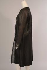 Gianfranco Ferre Chocolate Brown Supple Leather Coat with Pierced Decoration