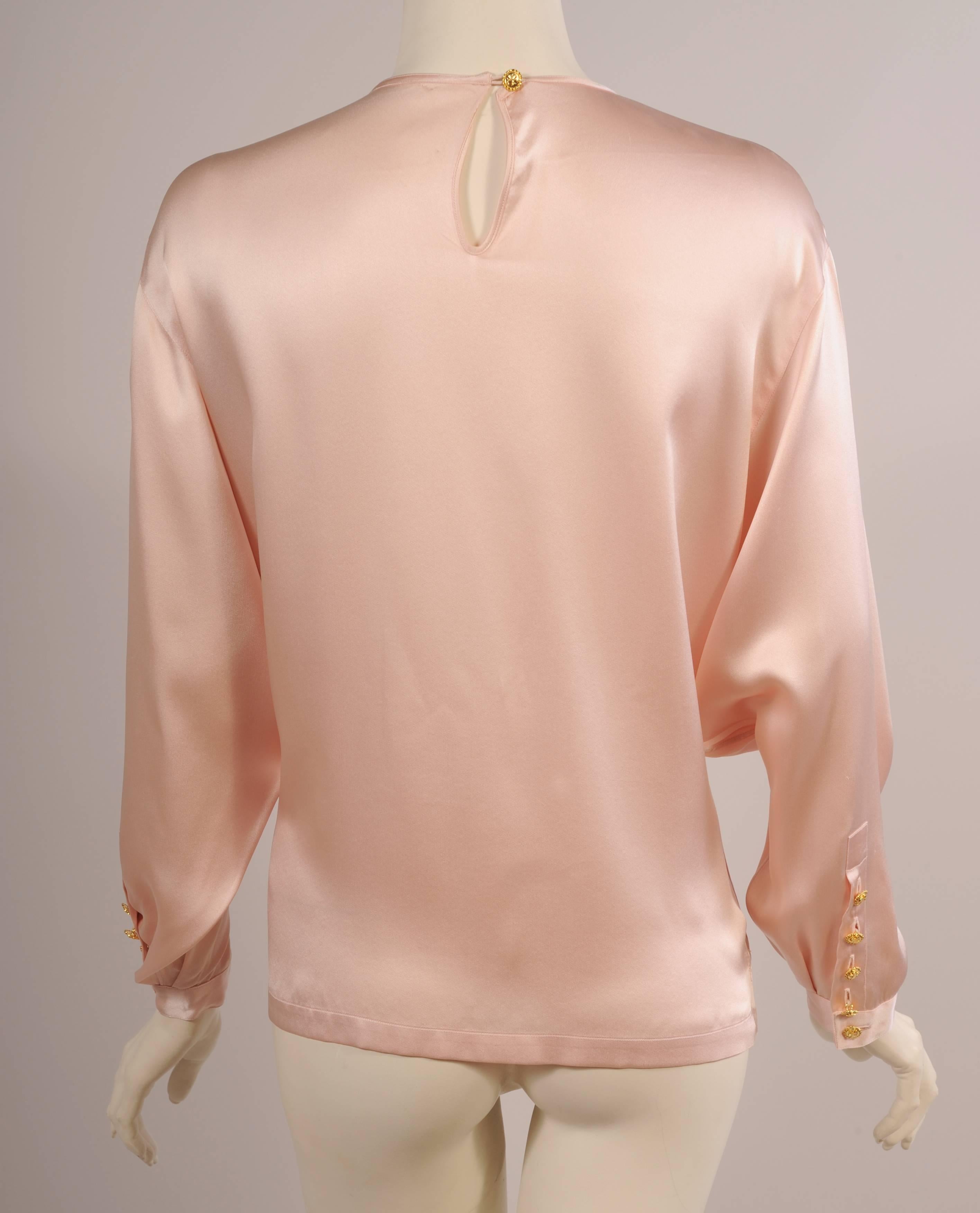 pale pink silk blouse