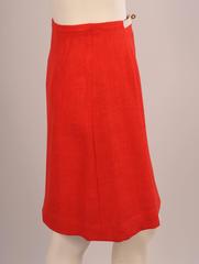 Hermes Red Orange Wrap Skirt with White Leather Kelly Belt
