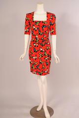 Ungaro Red Silk Butterfly Print Dress