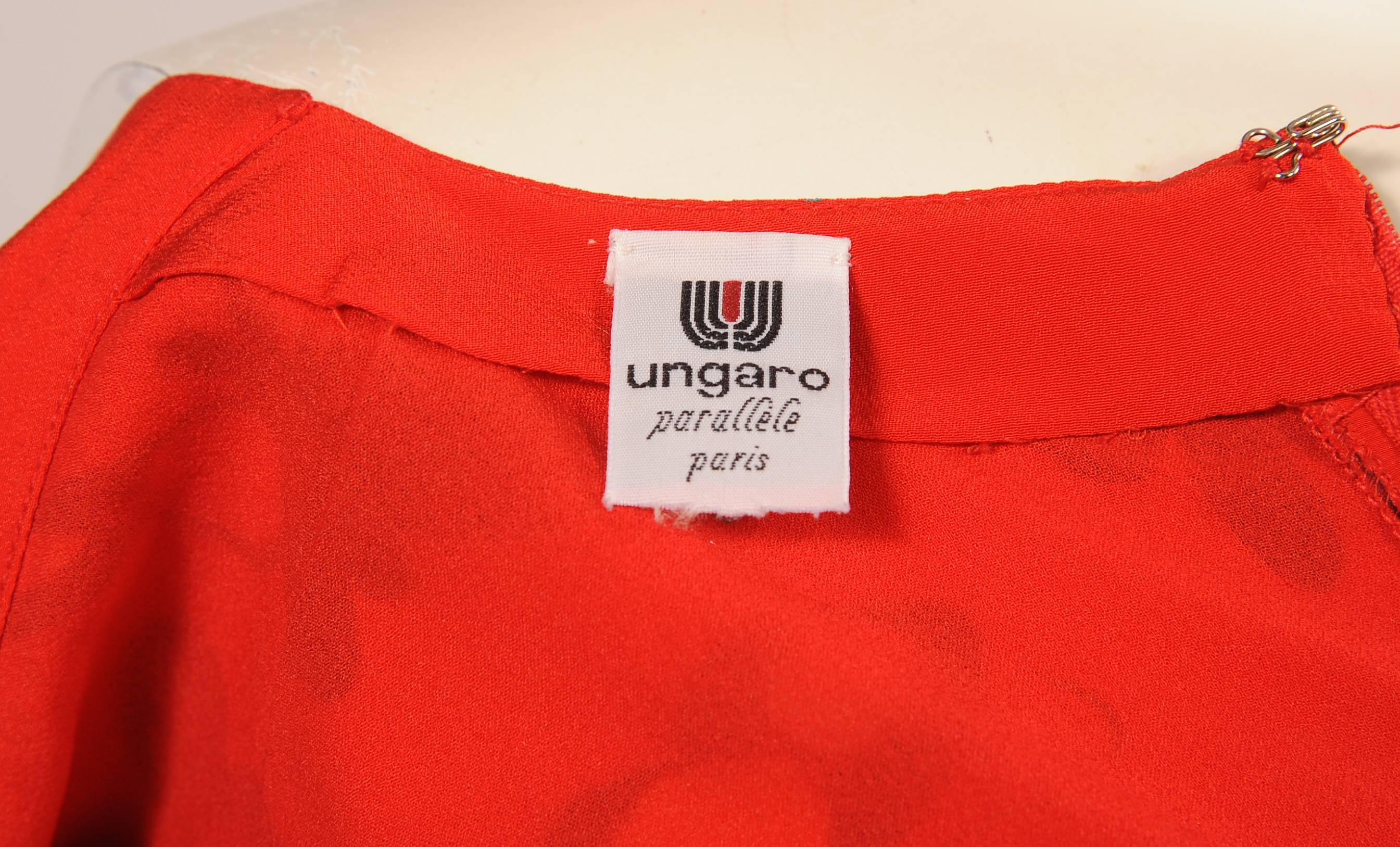 Ungaro Red Silk Butterfly Print Dress 2