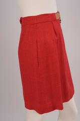 Hermes True Red Skirt with Camel Leather Belt and Charm