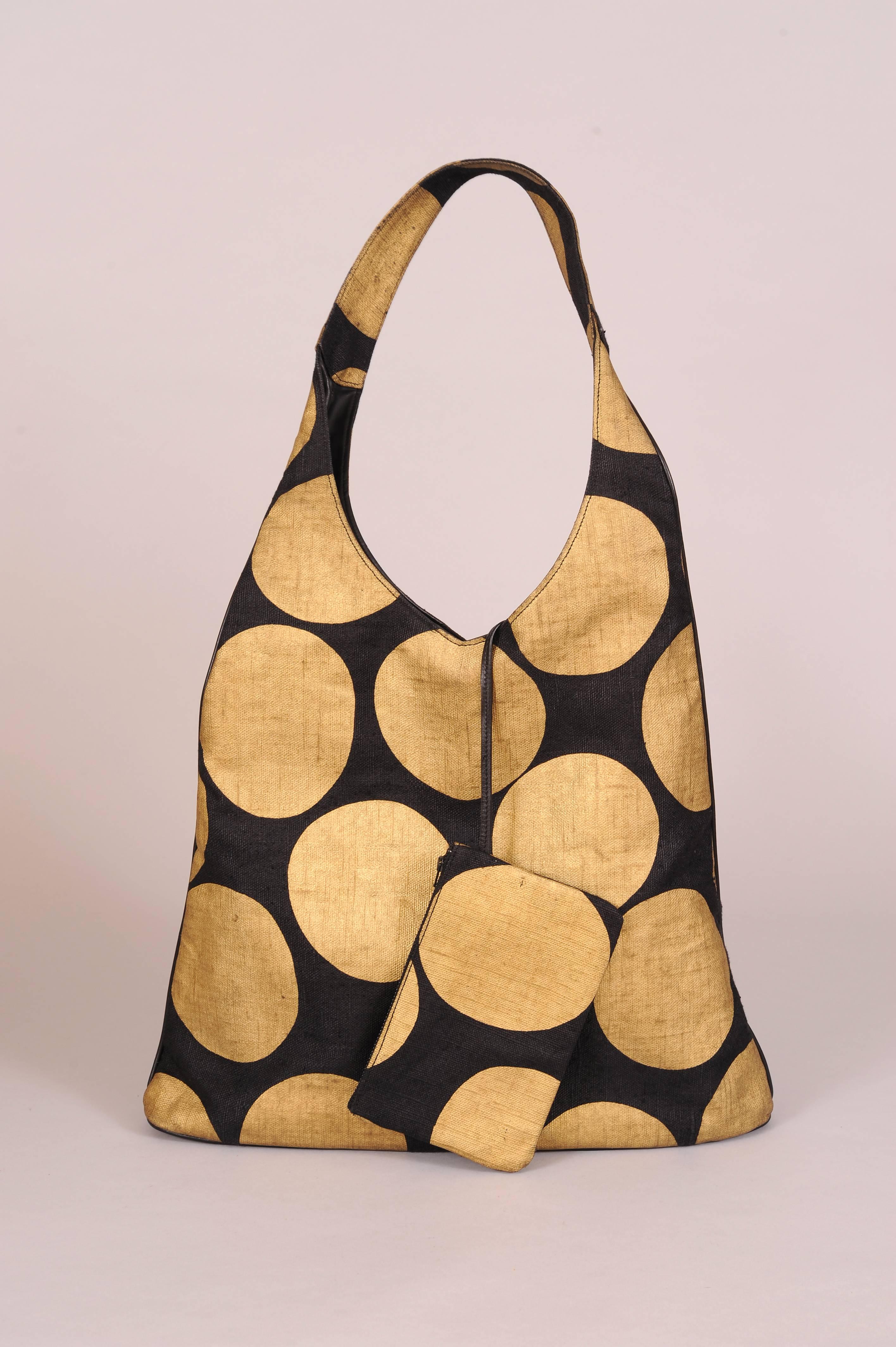 Brown Paloma Picasso Gold Polka Dot Shoulder Bag