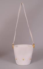 Paloma Picasso White Leather Bag, Hammered Gold Decoration, Never Used