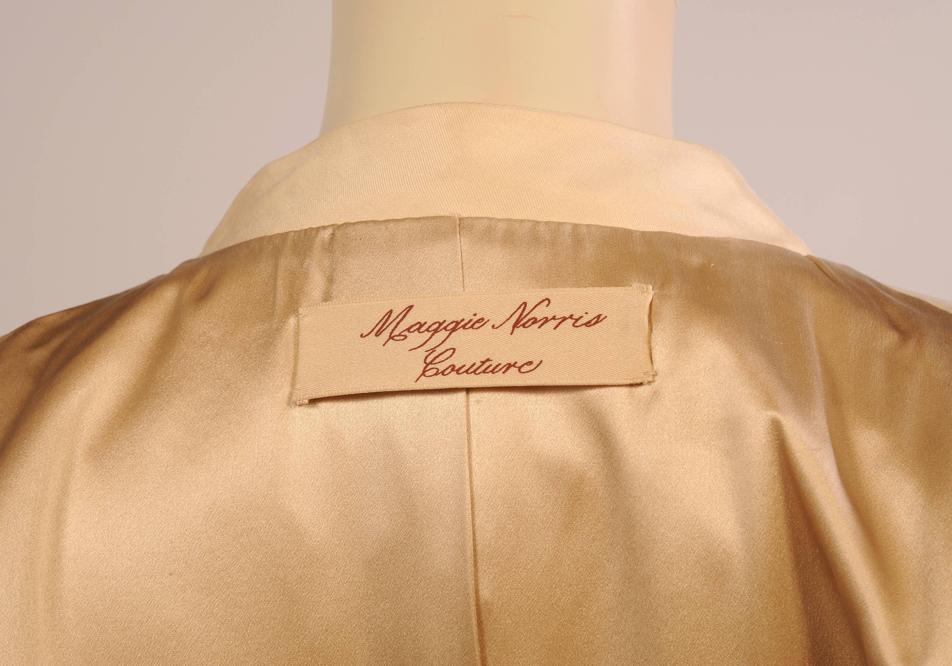 Beige Maggie Norris Haute Couture Silk Faille Jacket