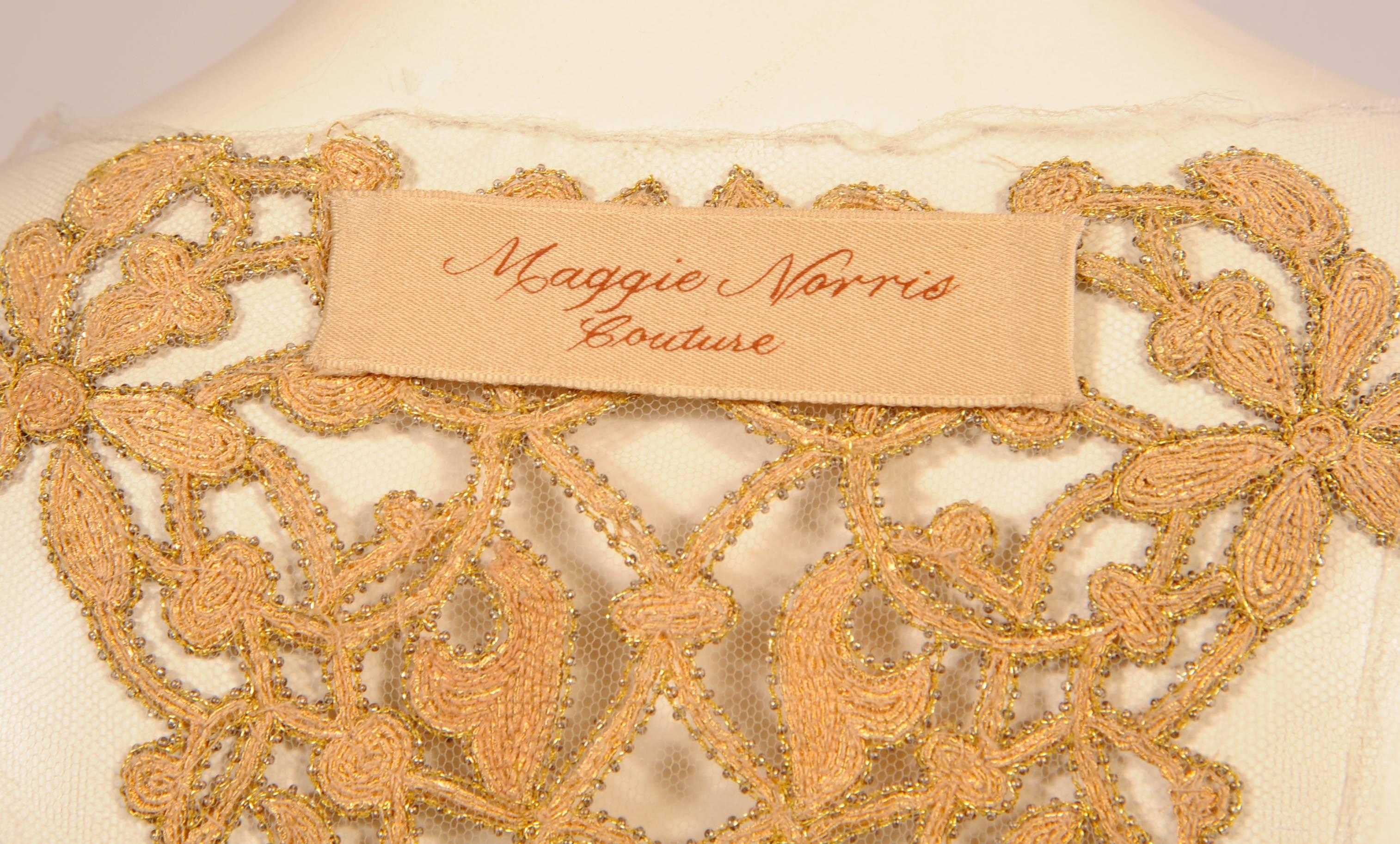 Lesage Paris Tulle Bodice Hand Sewn Gold Beads Soutache Maggie Norris Couture 1