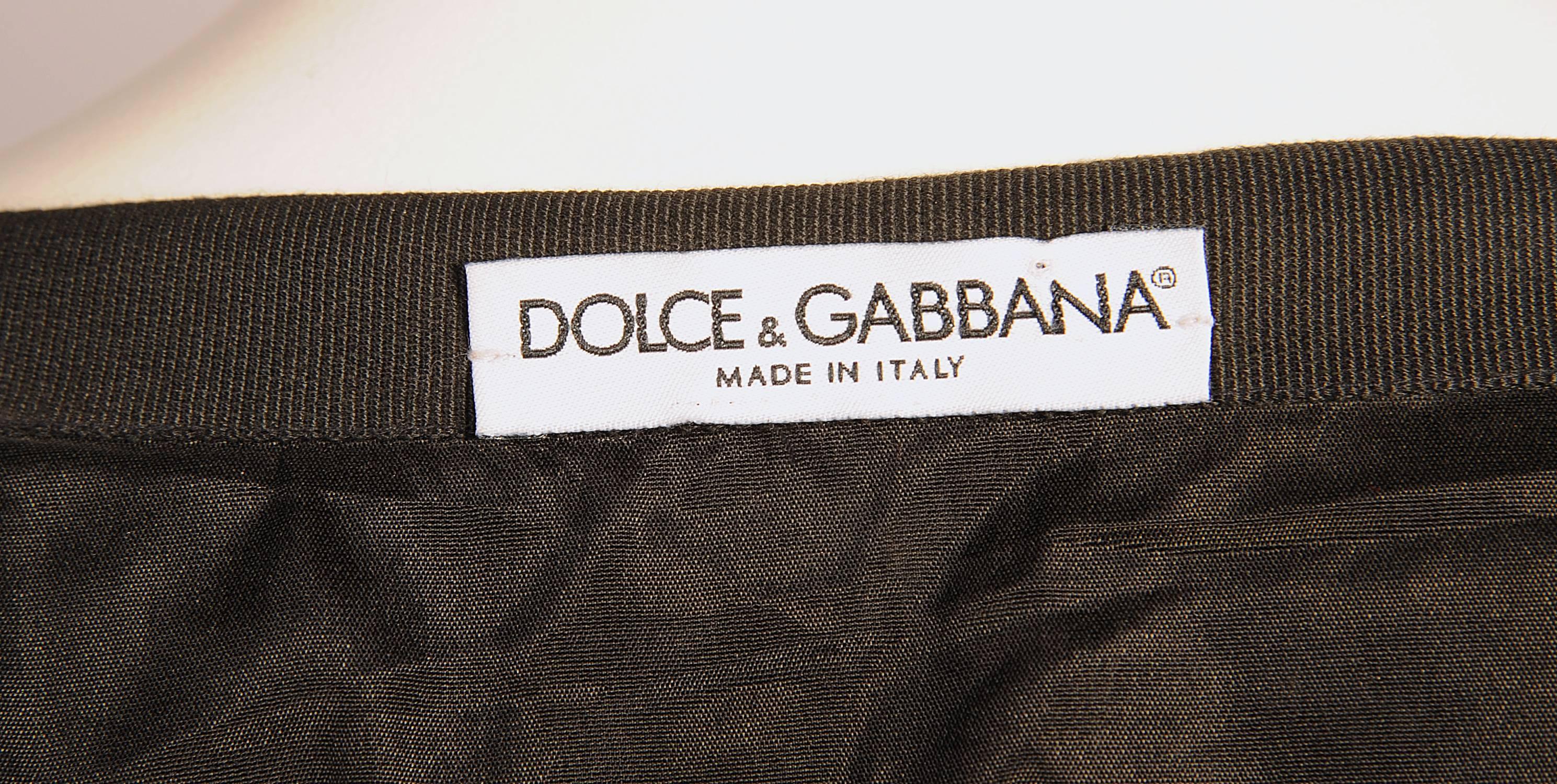 Dolce & Gabbana Perlenbesetzter schwarzer Bleistiftrock aus Wolle Damen