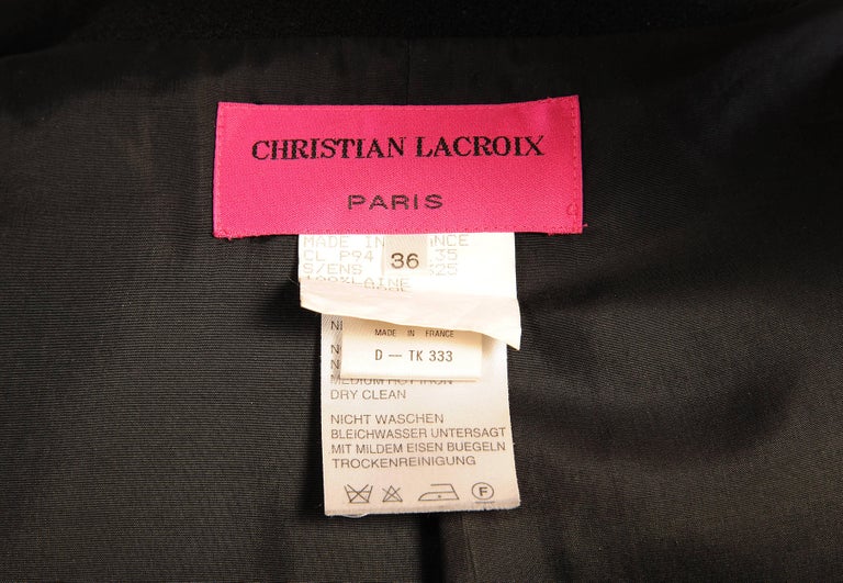 Christian Lacroix Black Wool Crepe Jacket For Sale at 1stDibs