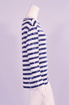 Ralph Lauren Pearl Beaded and Sequin Striped Top, 1970s