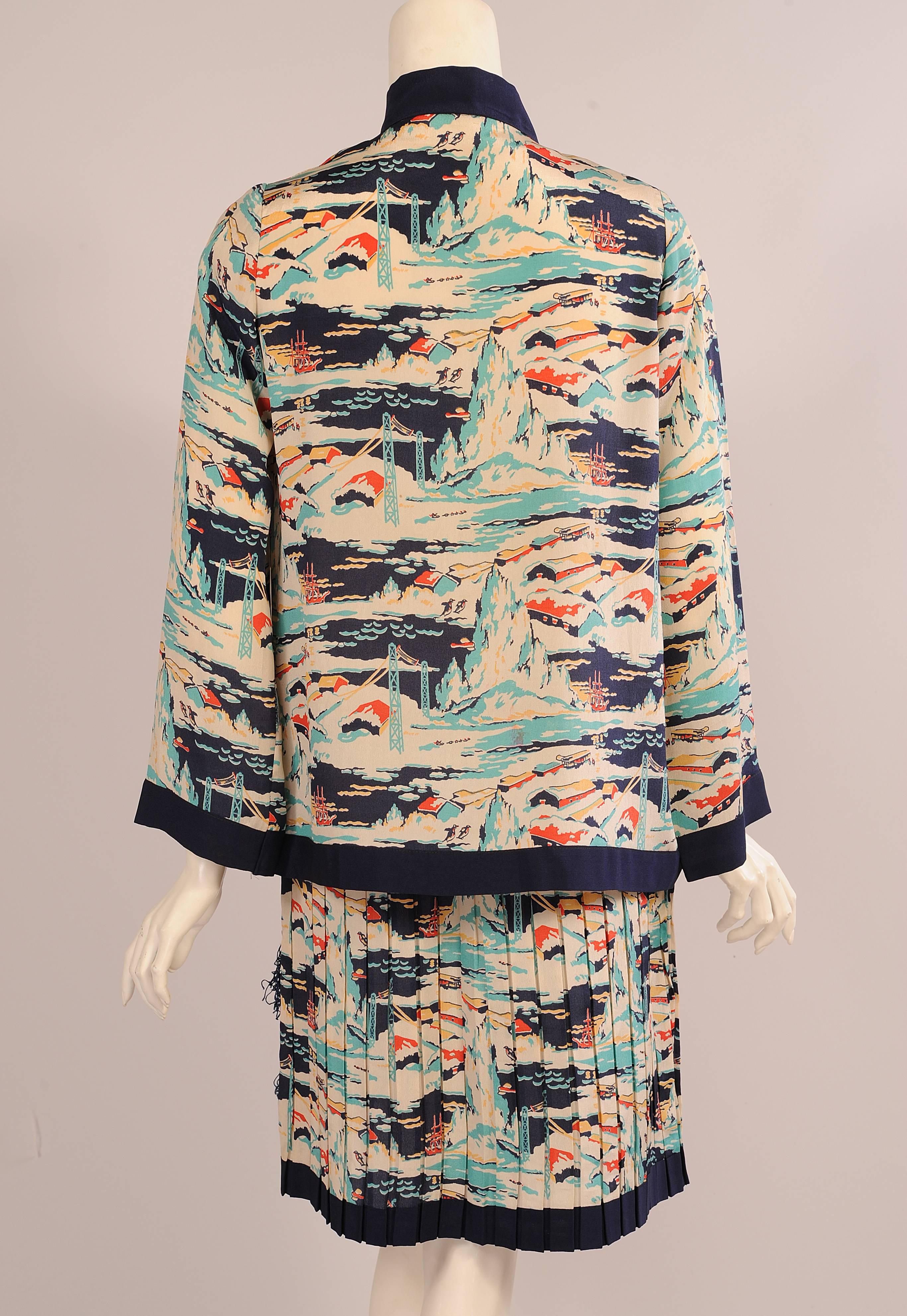 Mallinson's National Park Series Glacier Bay Alaska Pattern Dress, 1920s  In Excellent Condition In New Hope, PA