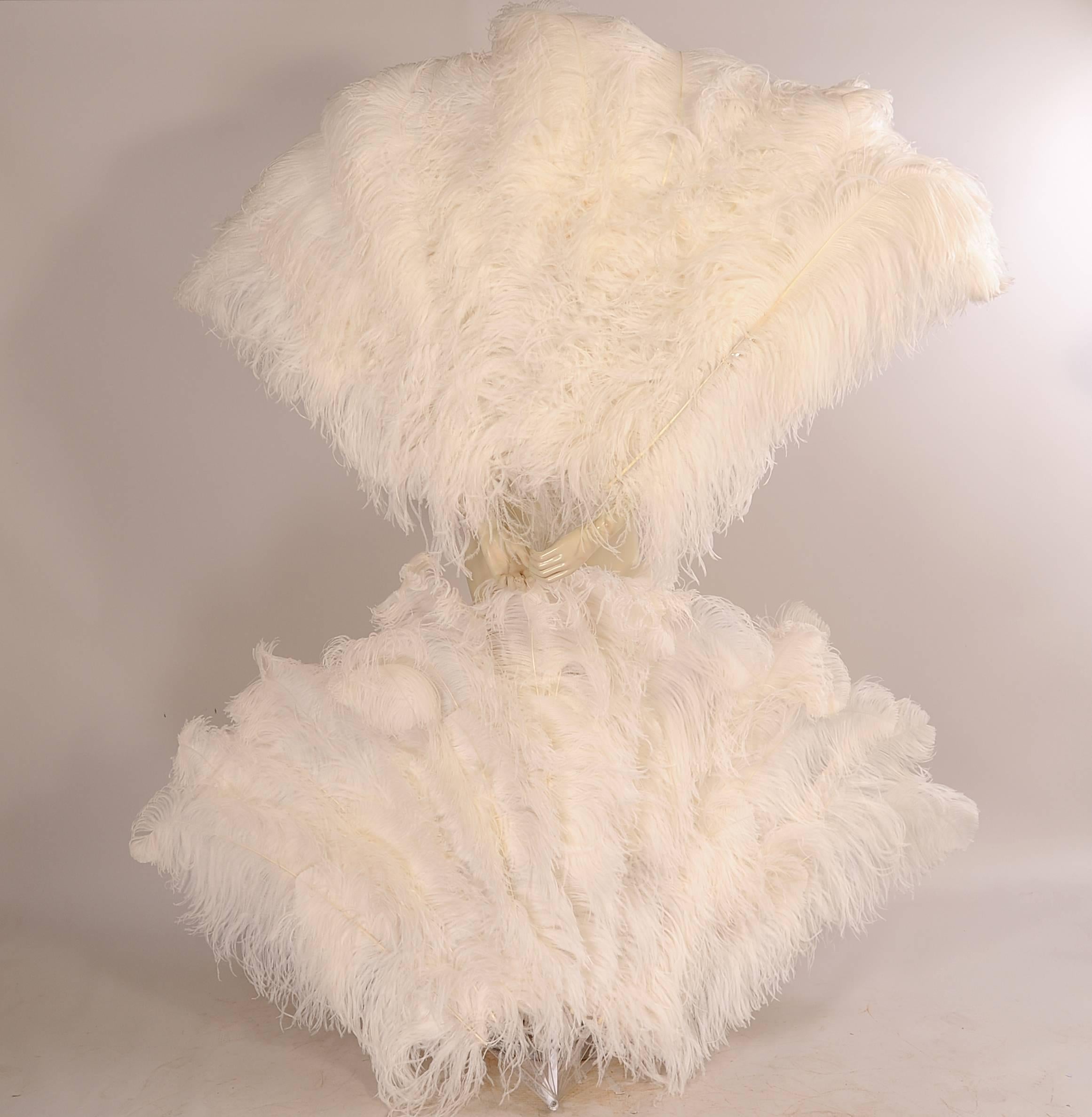 Patrick Kelly Atelier Large Pair of Lucite and White Ostrich Feather Fans 1989 4