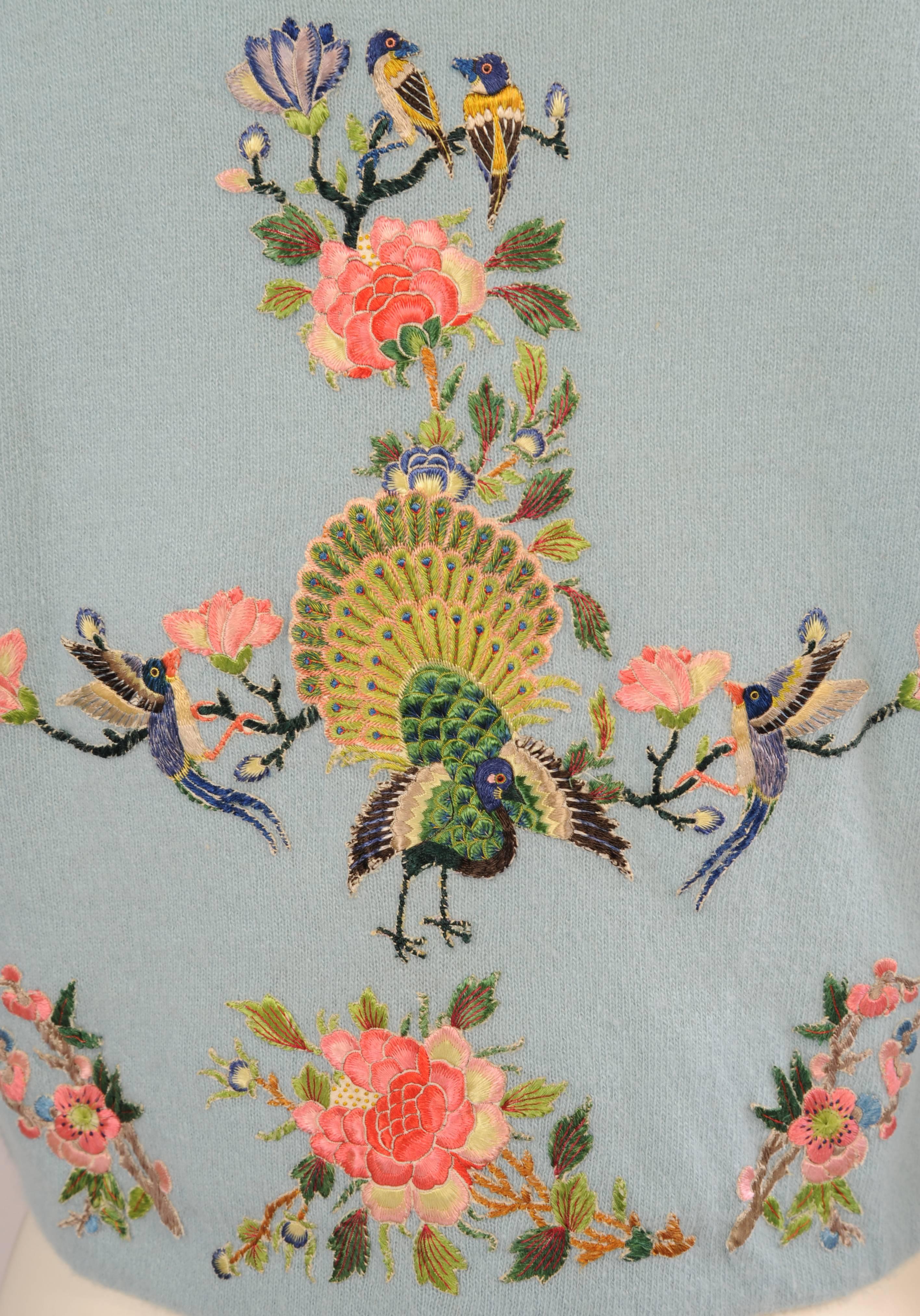 china embroidered bird sweater