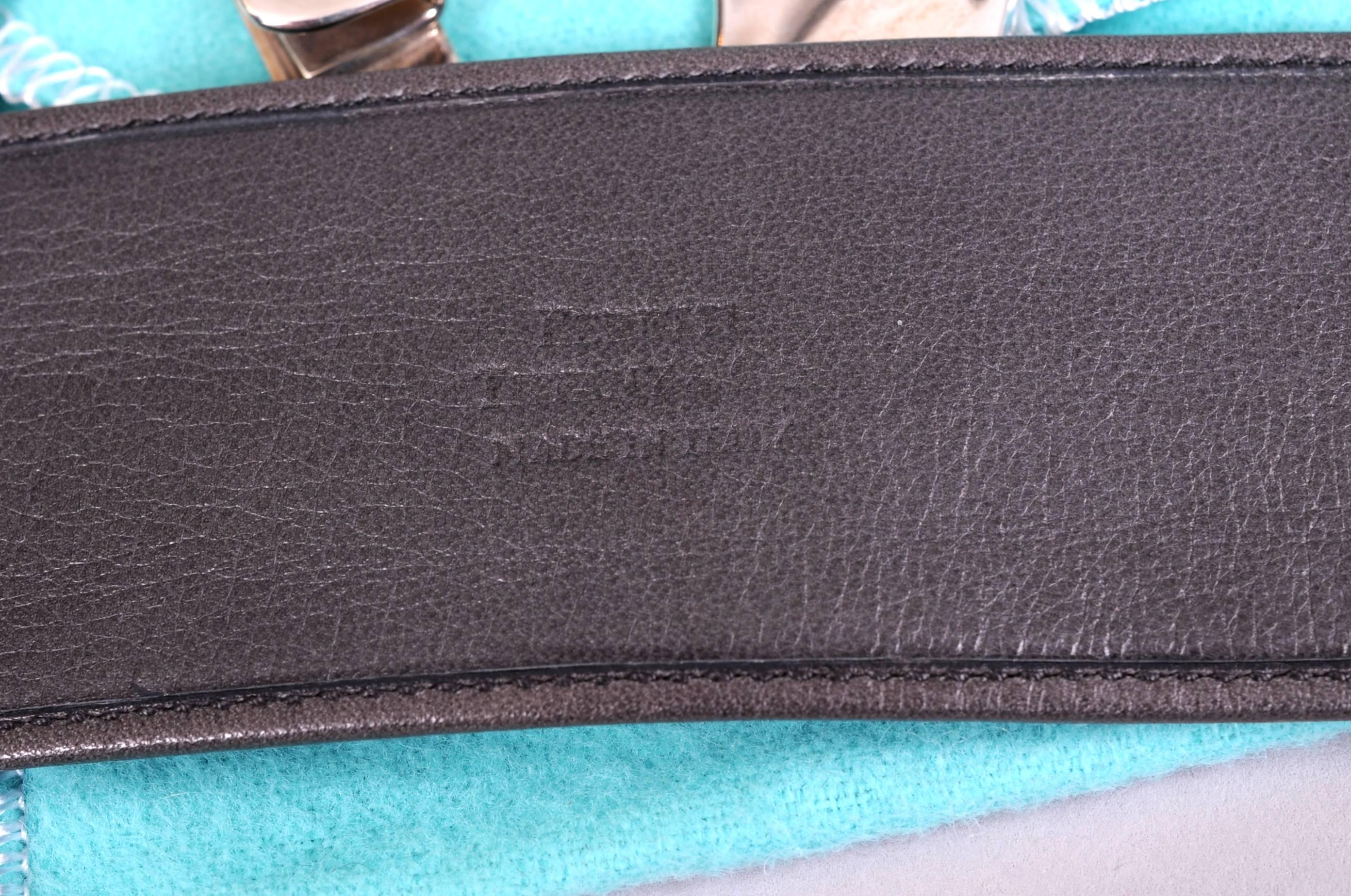 Elsa Peretti Tiffany & Co. Sterling Buckle and Charcoal Grey Leather Belt Unworn 1
