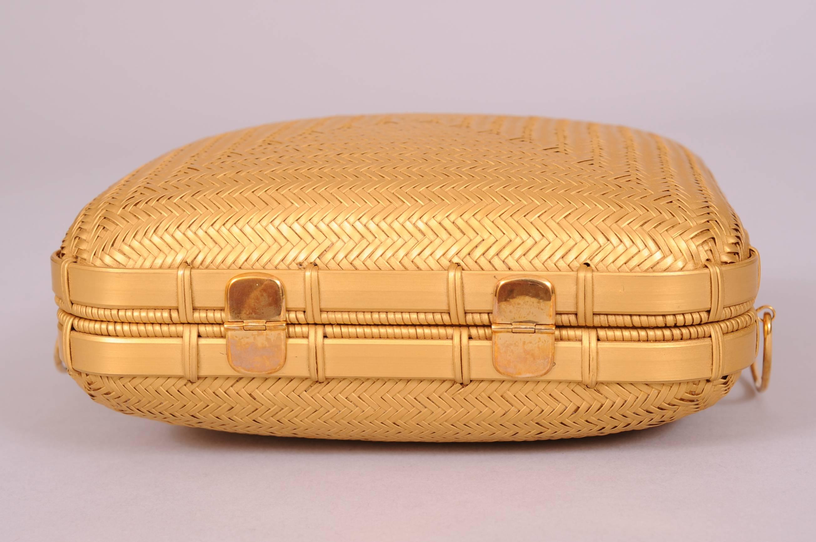 Elsa Peretti Tiffany & Co. 18K Gold, Silk and Hand Woven Bamboo Museum Held Bag  1