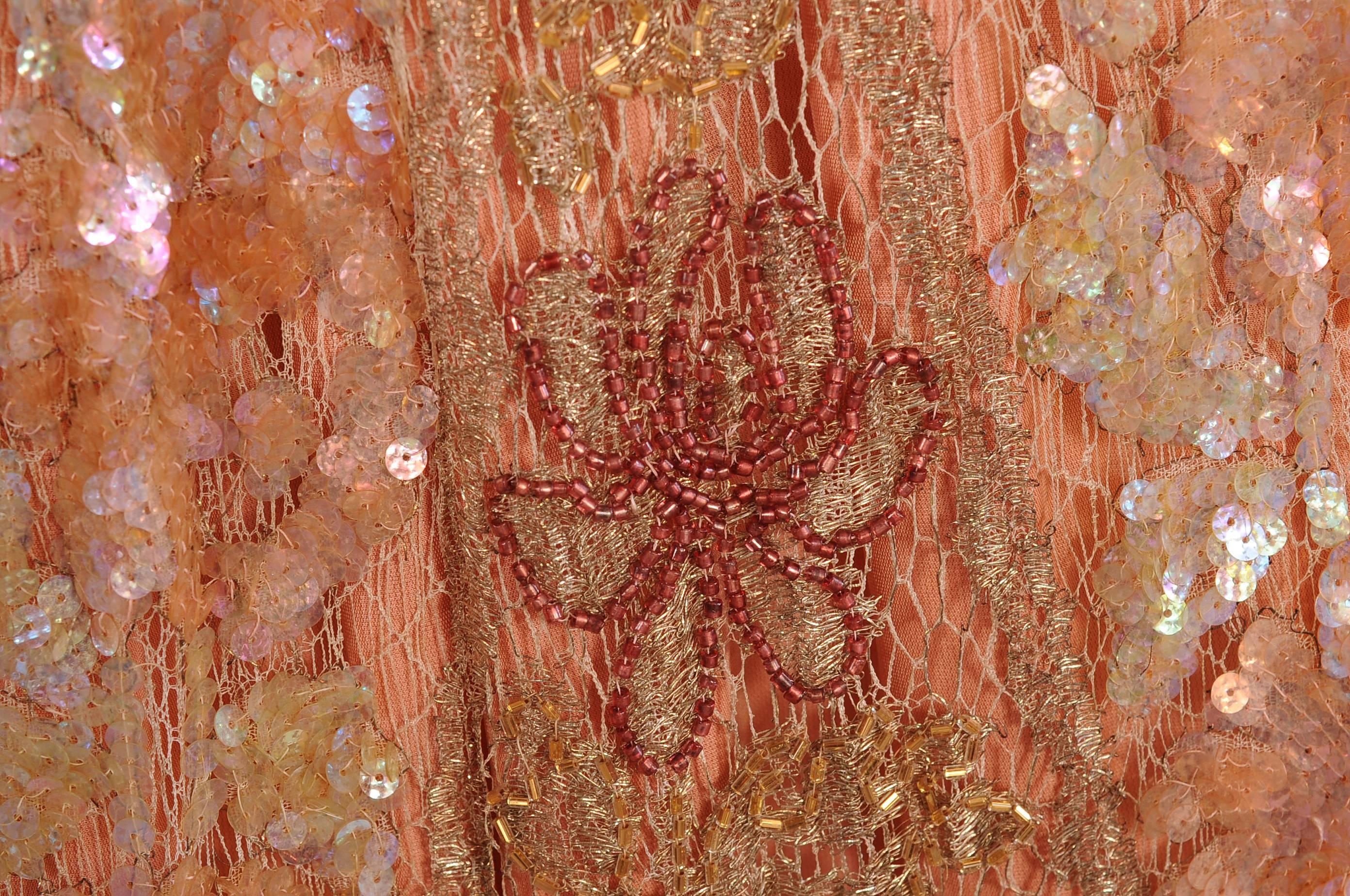 Hand Beaded Metallic Lace and Silk Velvet Evening Cape, 1920s  2