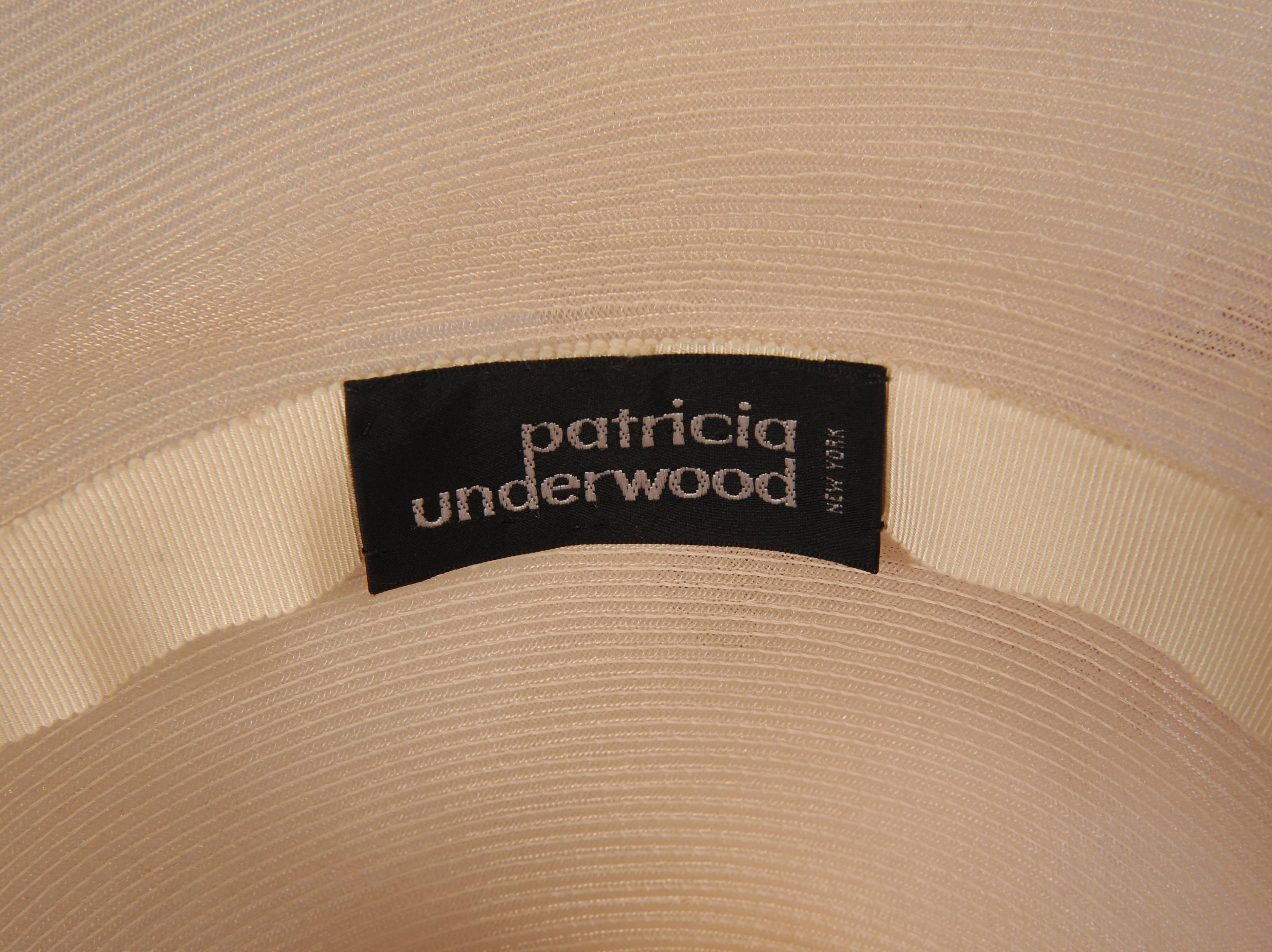 Patricia Underwood Spectacularly Large Wide Brimmed Flower Trimmed Picture Hat In New Condition In New Hope, PA