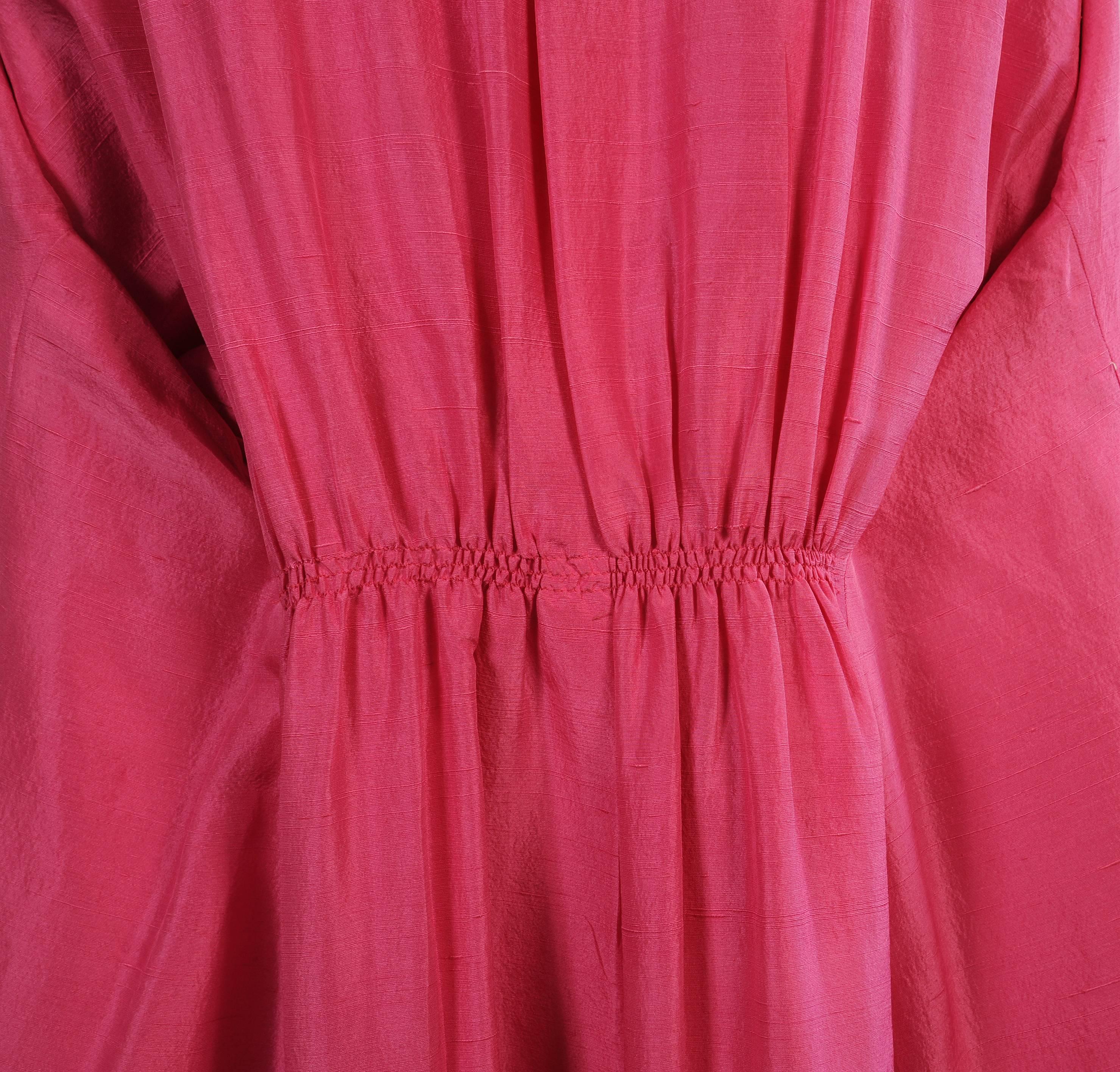 Hattie Carnegie 1950's Shocking Pink Silk Swing Coat In Excellent Condition In New Hope, PA