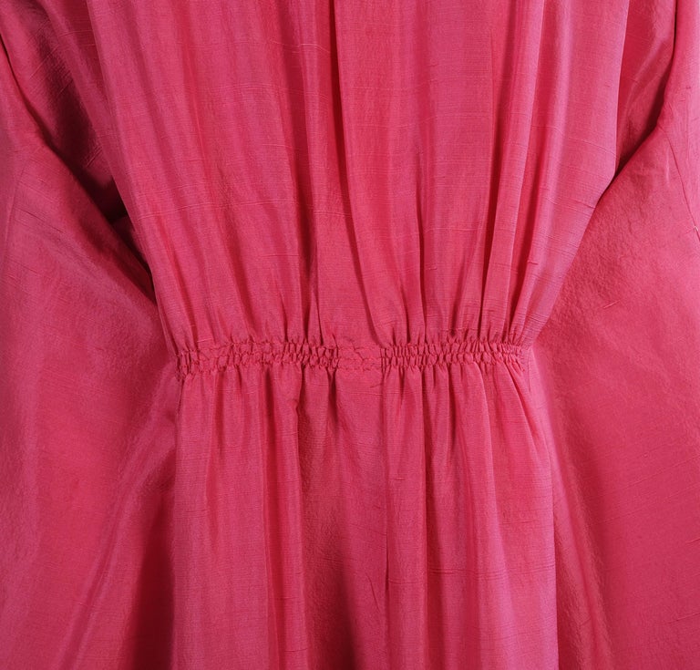Hattie Carnegie 1950's Shocking Pink Silk Swing Coat at 1stDibs