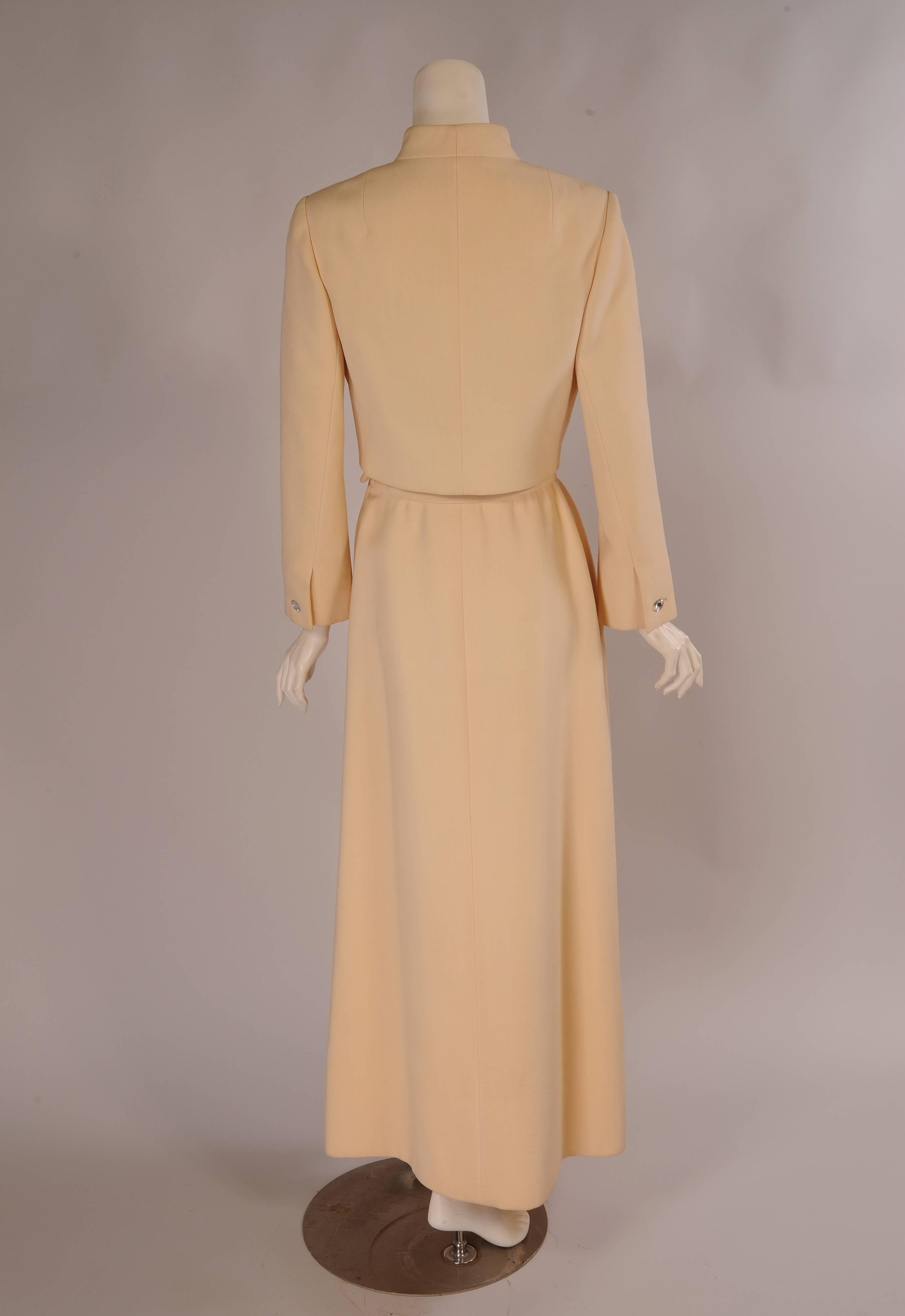Women's Pauline Trigere Cream Wool Crepe Evening Suit