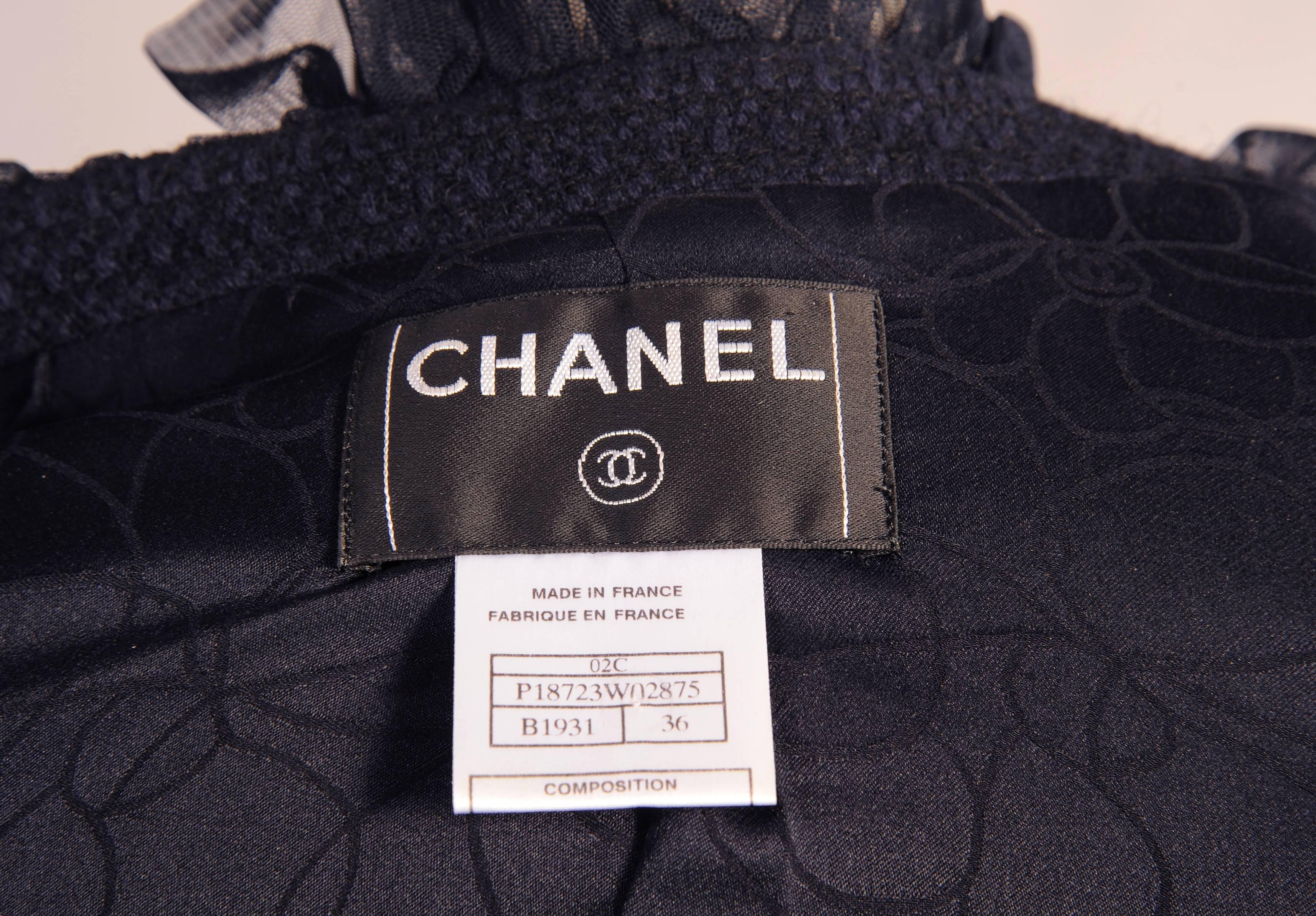 Chanel Midnight Blue Tweed and Tulle Jacket and Tulle Skirt Suit  2